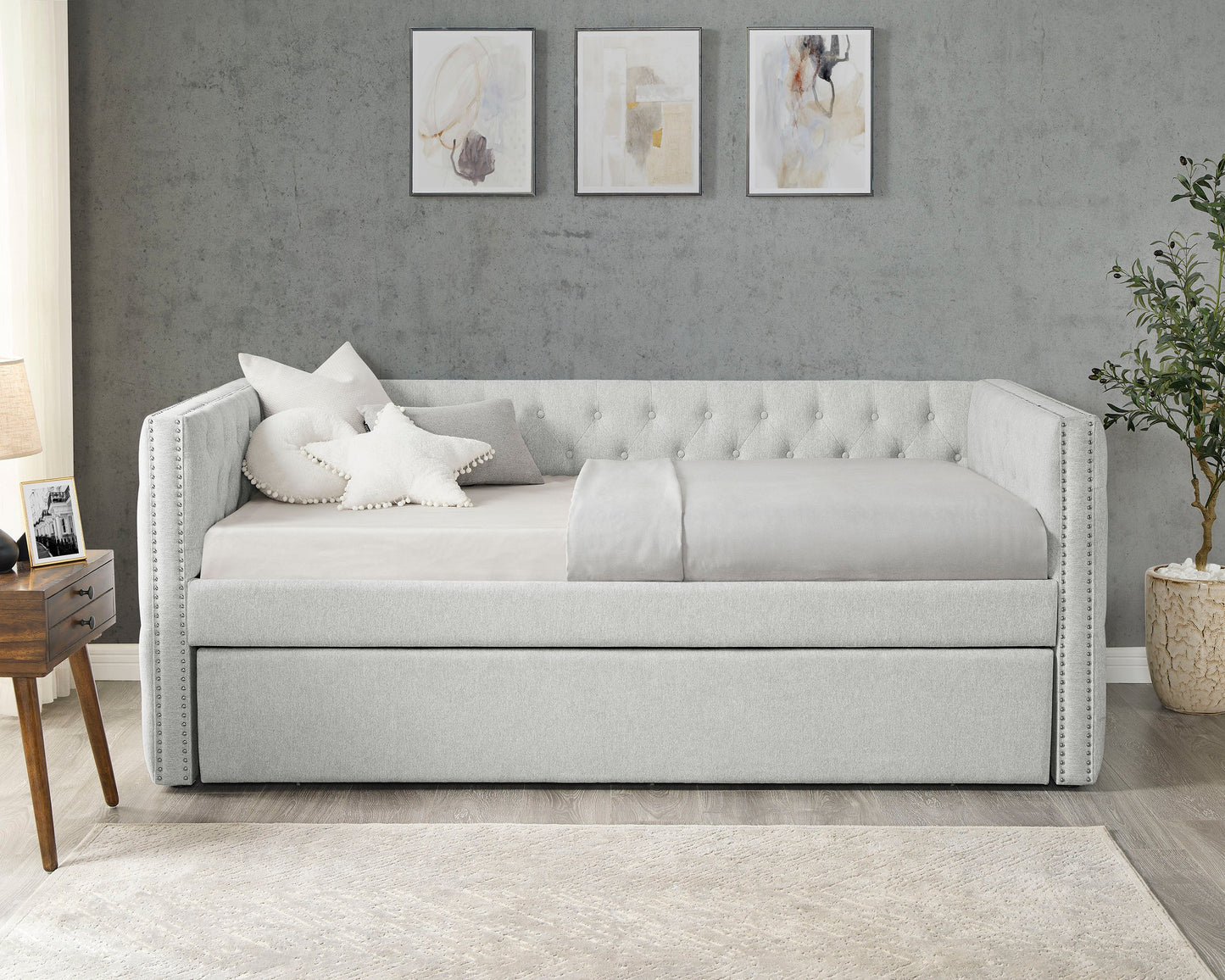 Trina Dove Gray Twin Daybed with Trundle - SET | 5335DV-ARM | 5335DV-BACK - Luna Furniture - Dallas Store