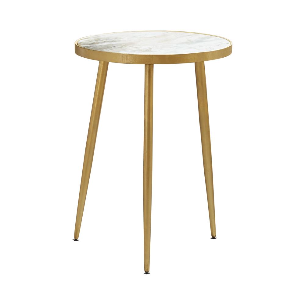 Acheson White/Gold Round Accent Table - 930060 - Luna Furniture - Dallas Store