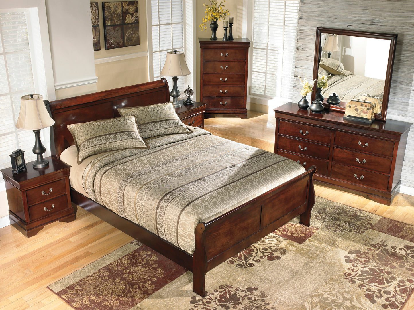 Alisdair Dark Brown Sleigh Bedroom Set - SET | B376-82 | B376-97 | B376-31 | B376-36 | B376-92 | B376-46 - Luna Furniture - Dallas Store