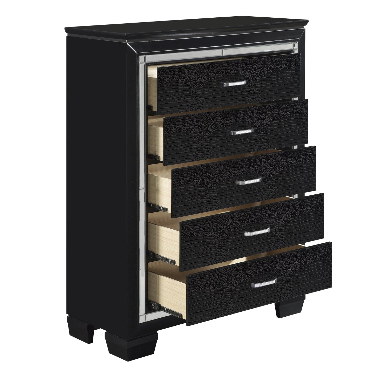 Allura Black LED Upholstered Panel Youth Bedroom Set - SET | 1916FBK-1 | 1916FBK-2 | 1916FBK-3 | 1916BK-5 | 1916BK-6 | 1916BK-4 | 1916BK-9 - Luna Furniture - Dallas Store
