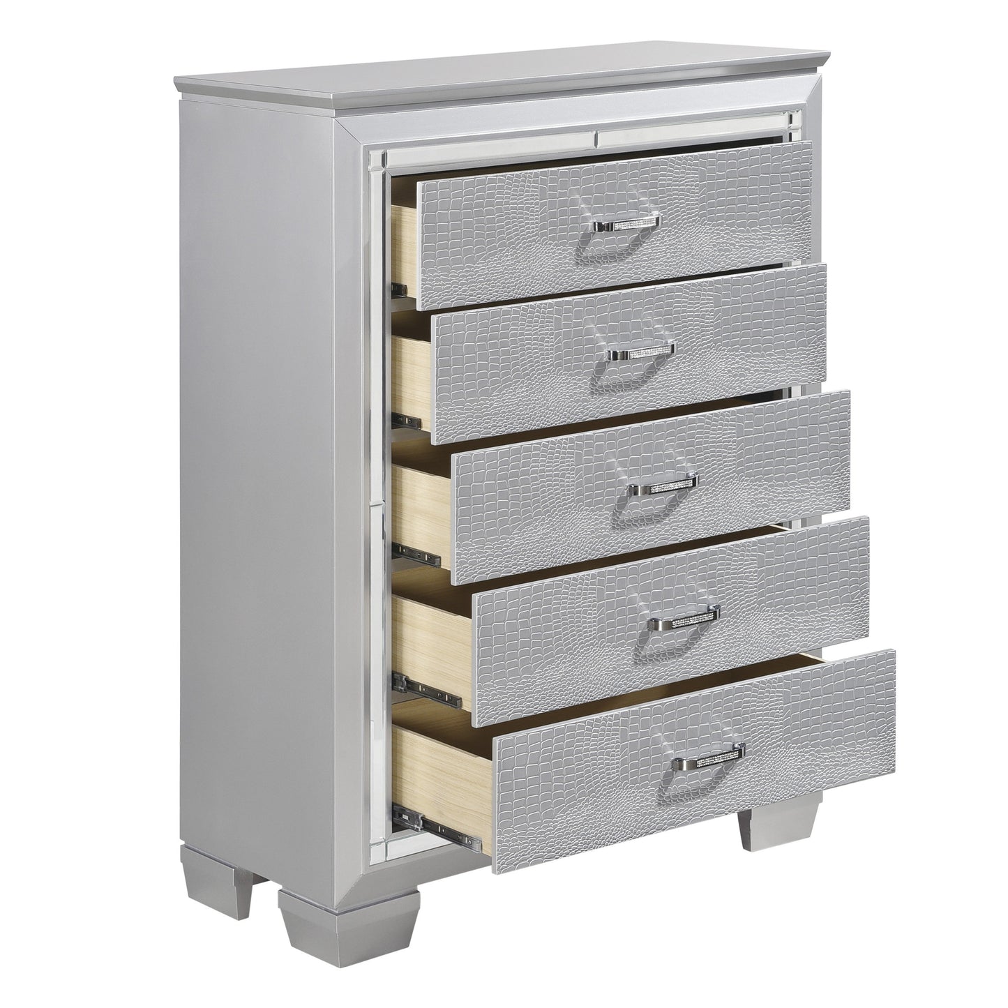 Allura Silver LED Upholstered Panel Youth Bedroom Set - SET | 1916F-1 | 1916F-2 | 1916F-3 | 1916-4 | 1916-9 - Luna Furniture - Dallas Store