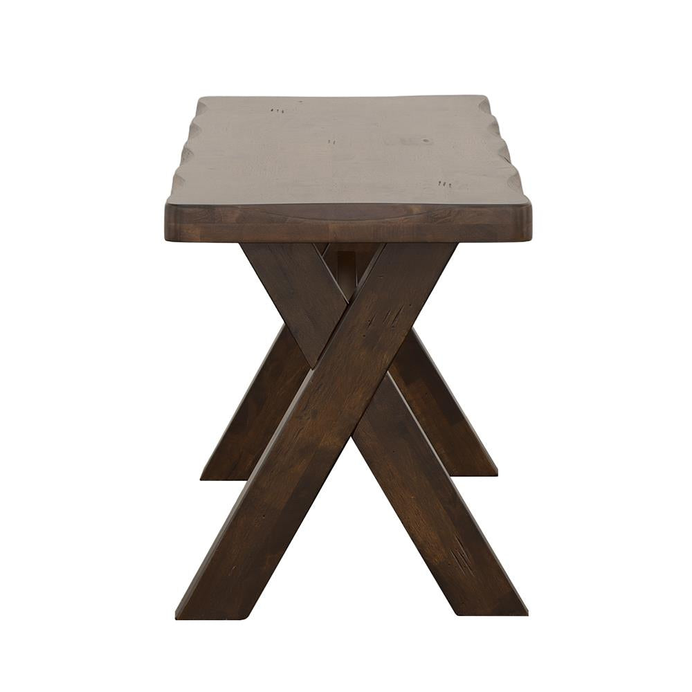 Alston Knotty Nutmeg X-Shaped Dining Bench - 106383 - Luna Furniture - Dallas Store