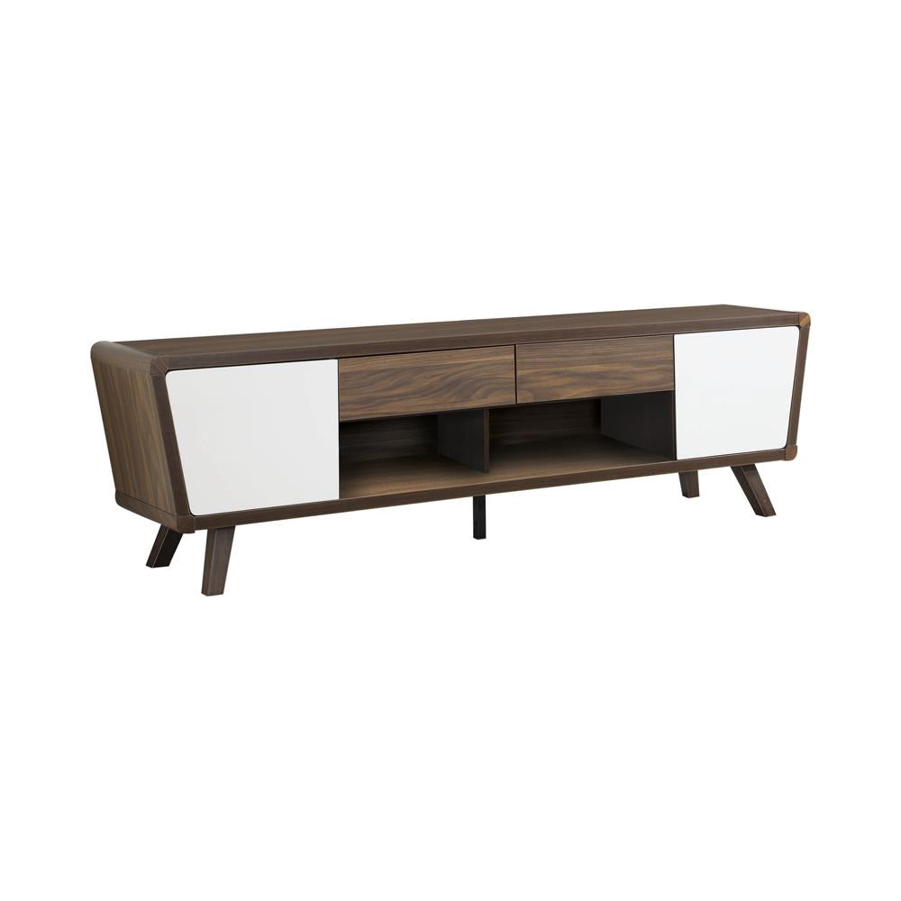 Alvin 2-Drawer TV Console Dark Walnut/Glossy White - 700793 - Luna Furniture - Dallas Store