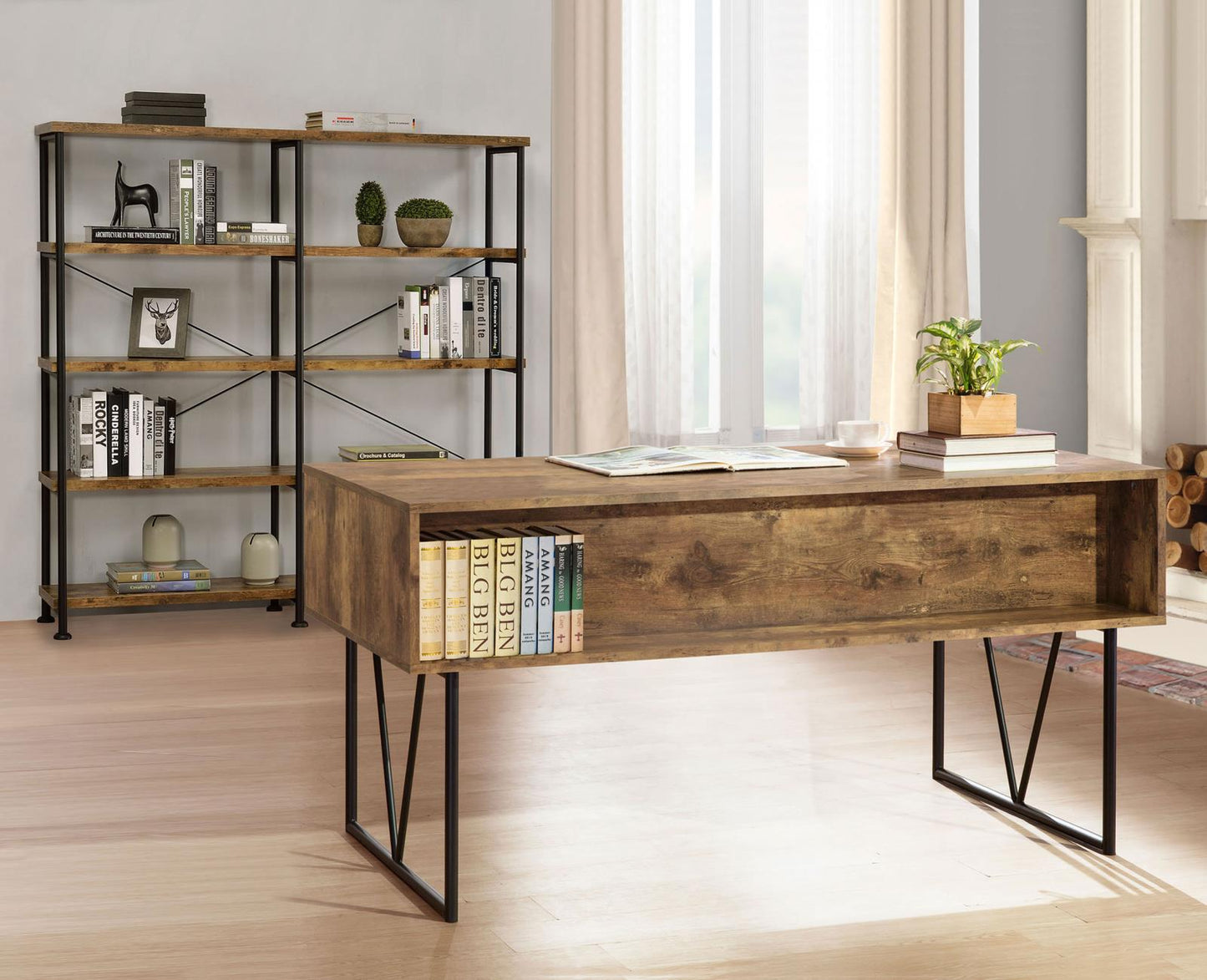 Analiese Antique Nutmeg 4-Drawer Writing Desk - 800999 - Luna Furniture - Dallas Store