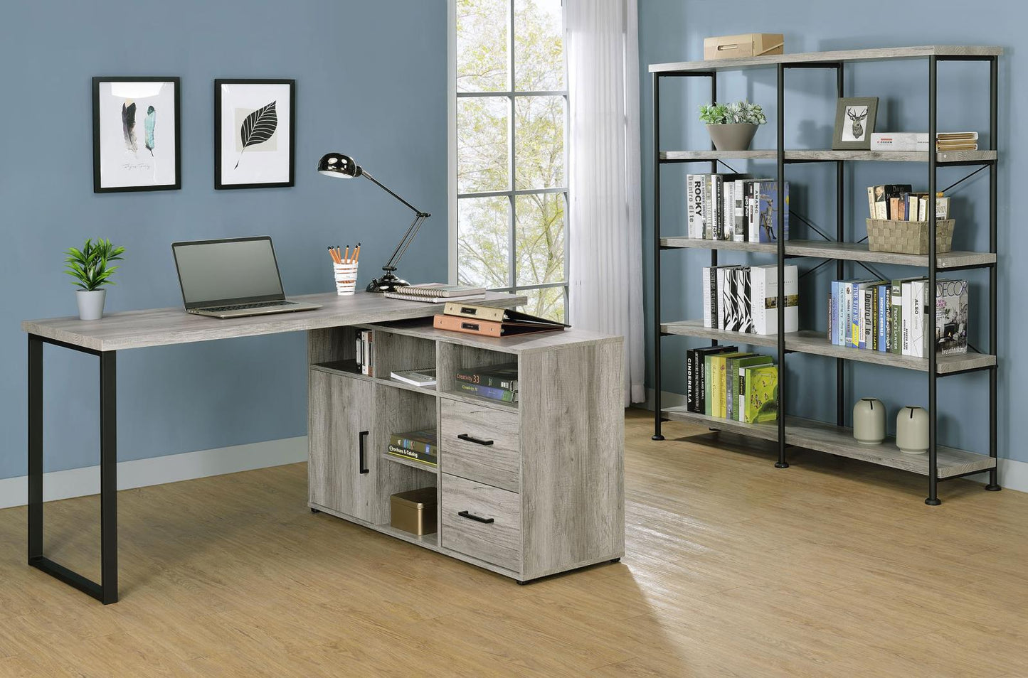 Analiese Gray Driftwood 4-Shelf Open Bookcase - 801544 - Luna Furniture - Dallas Store