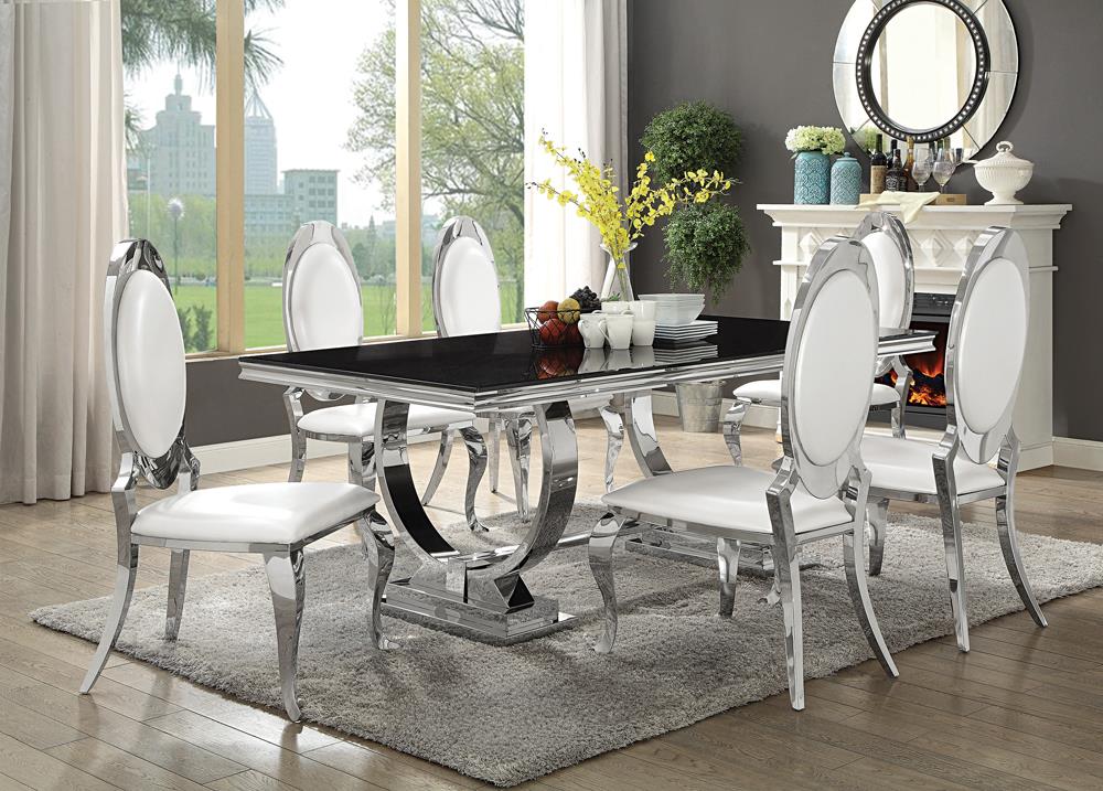 Antoine Chrome/Black Rectangular Dining Table - 107871 - Luna Furniture - Dallas Store