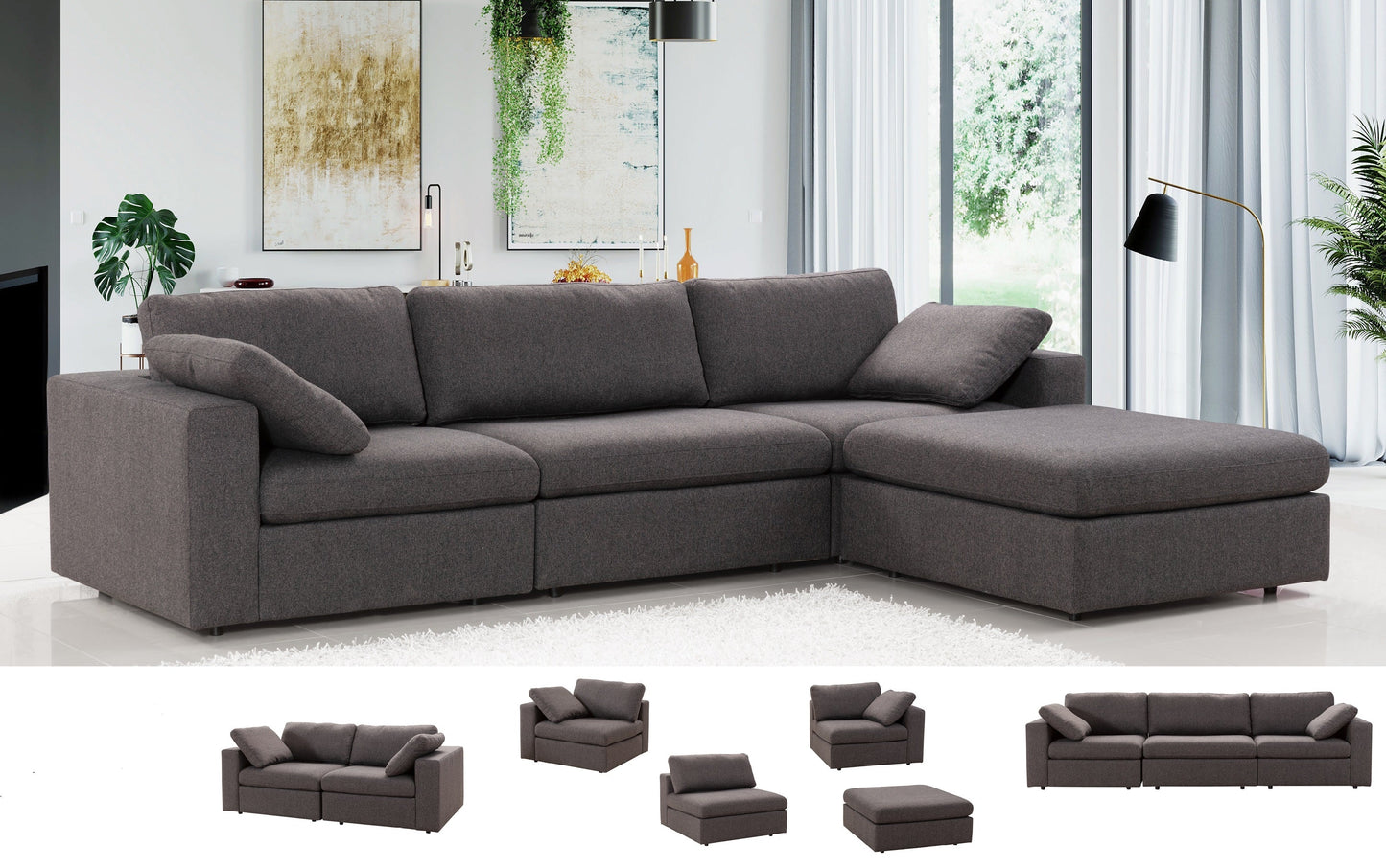 Arny Smoke Armless Chair - ARNY-CHAIR - Luna Furniture - Dallas Store
