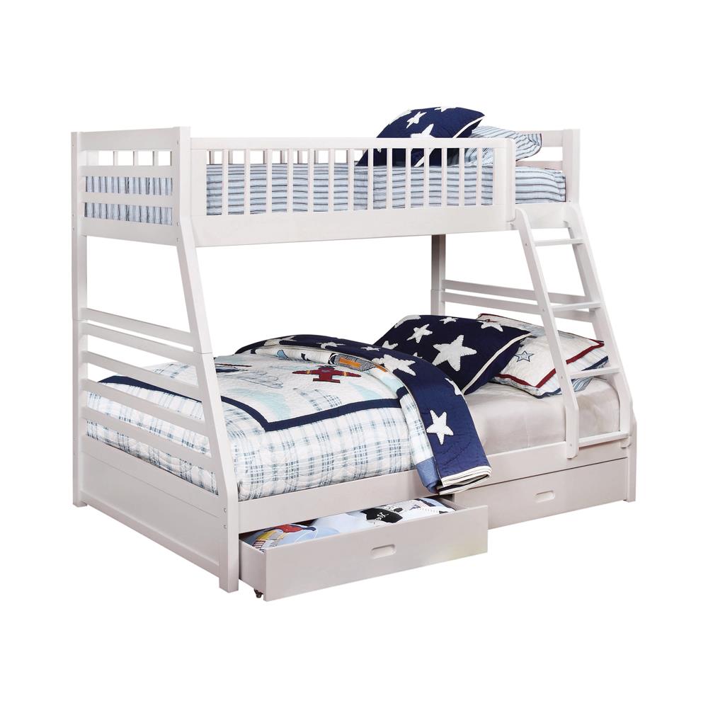 Ashton White Twin over Full 2-Drawer Bunk Bed - 460180 - Luna Furniture - Dallas Store