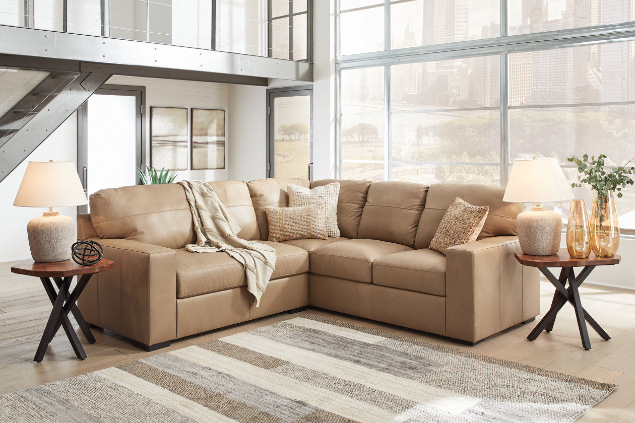 Bandon Toffee Leather 2-Piece RAF Sectional - SET | 3800649 | 3800655 - Luna Furniture - Dallas Store