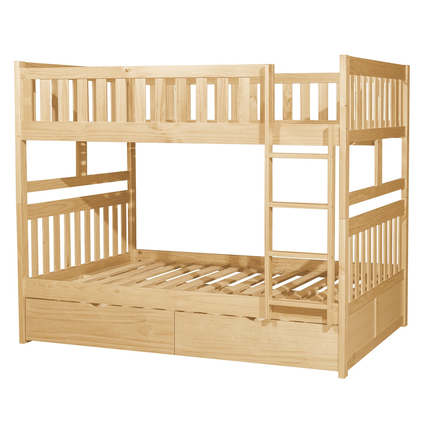 Bartly Pine Full/Full Bunk Bed with Storage Boxes - SET | B2043FF-1 | B2043FF-2 | B2043FF-SL | B2043-T - Luna Furniture - Dallas Store