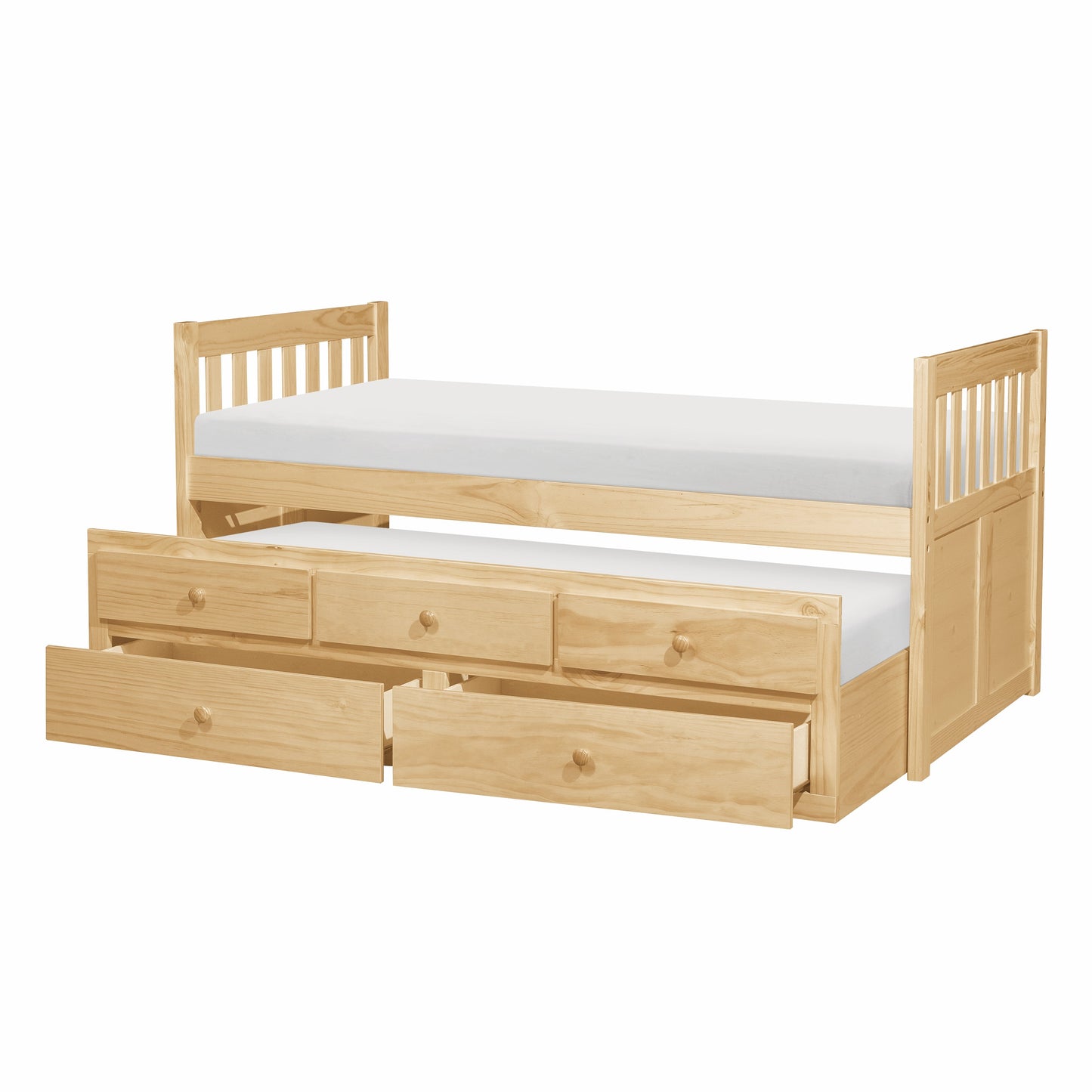 Bartly Pine Twin/Twin Trundle Bed - SET | B2043PR-1 | B2043PR-2 - Luna Furniture - Dallas Store