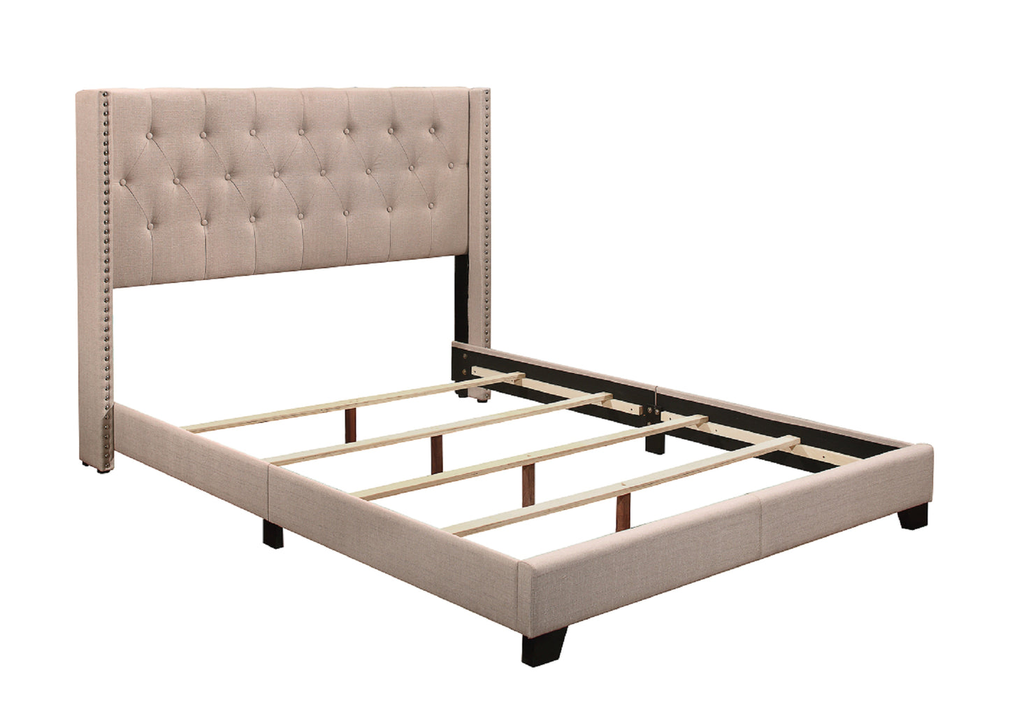 Barzini Beige Queen Upholstered Bed - SH215BGE-1 - Luna Furniture - Dallas Store