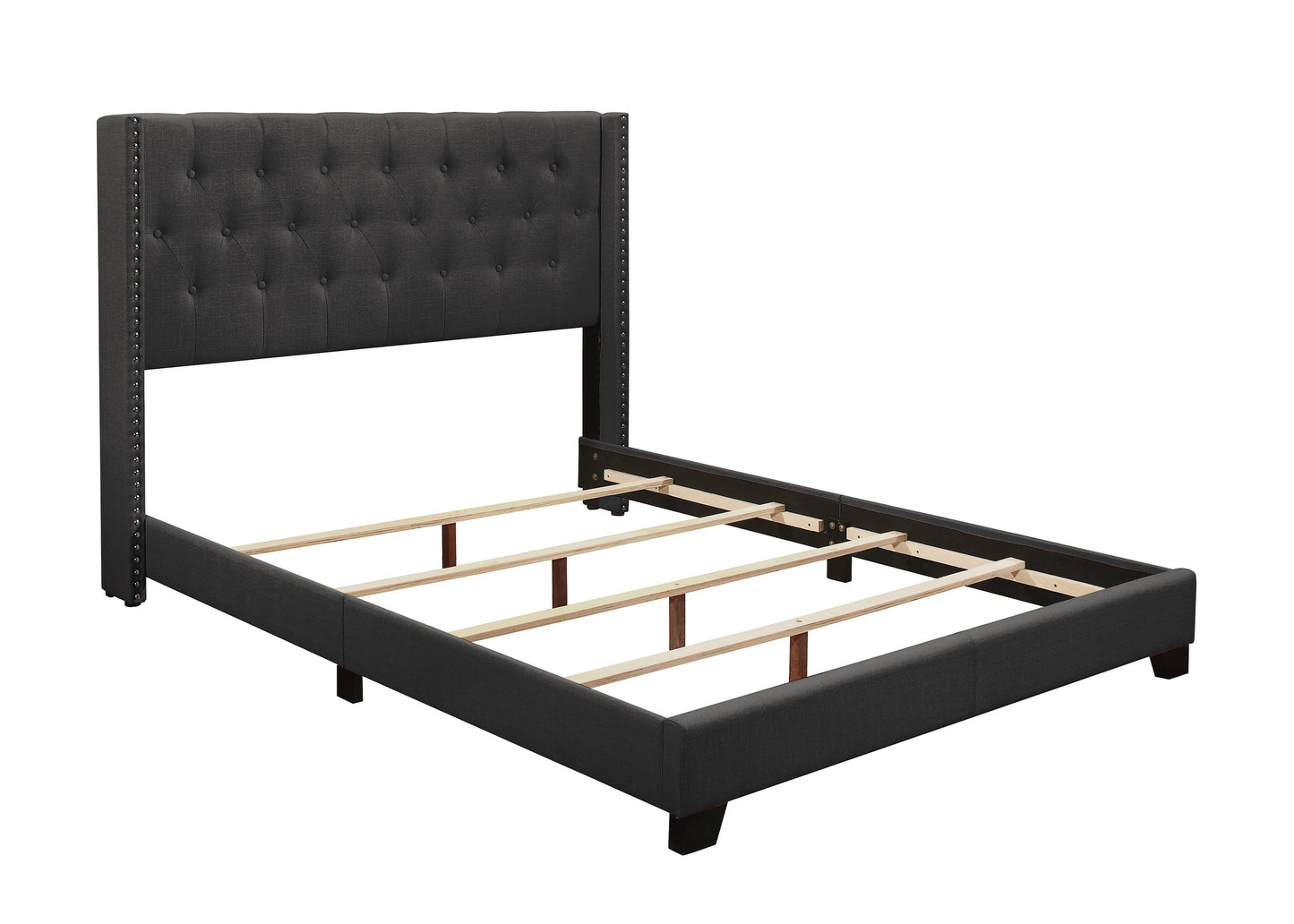 Barzini Dark Gray King Upholstered Bed - SH215KDGR-1 - Luna Furniture - Dallas Store