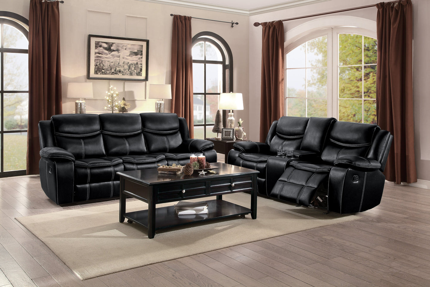 Bastrop Black Reclining Loveseat - 8230BLK-2 - Luna Furniture - Dallas Store