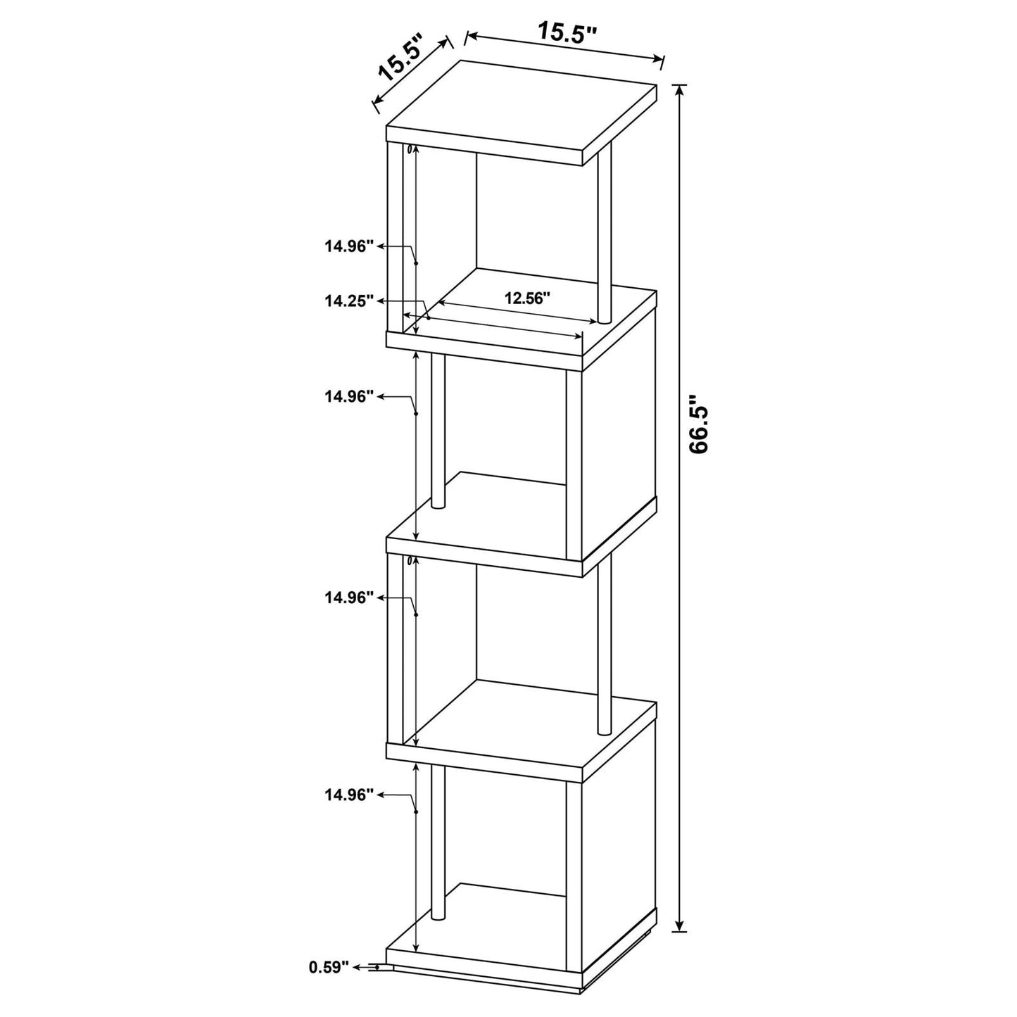 Baxter White/Chrome 4-Shelf Bookcase - 801418 - Luna Furniture - Dallas Store
