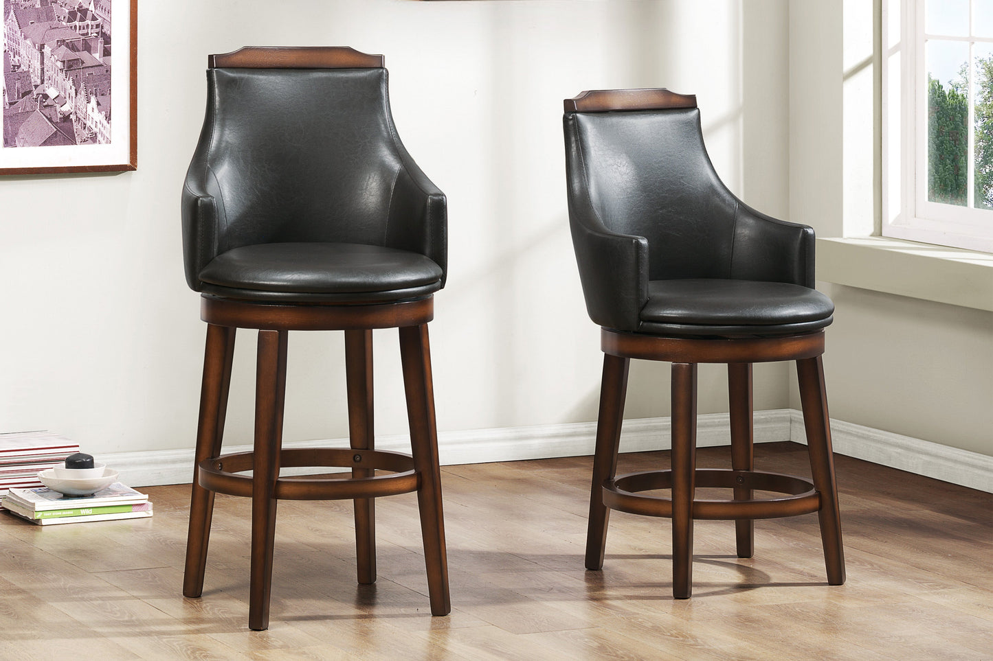 Bayshore Brown Swivel Pub Height Chair, Set of 2 - 5447-29S - Luna Furniture - Dallas Store