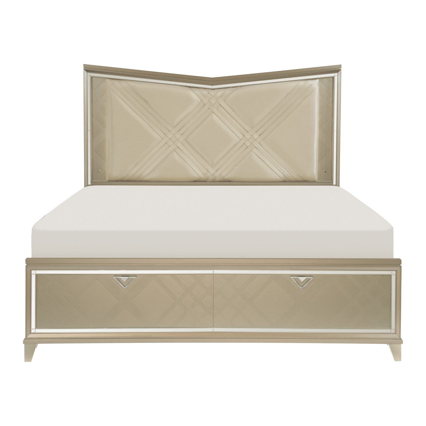 Bijou Champagne King LED Upholstered Storage Platform Bed - SET | 1522K-1 | 1522K-2 | 1522-3 - Luna Furniture - Dallas Store