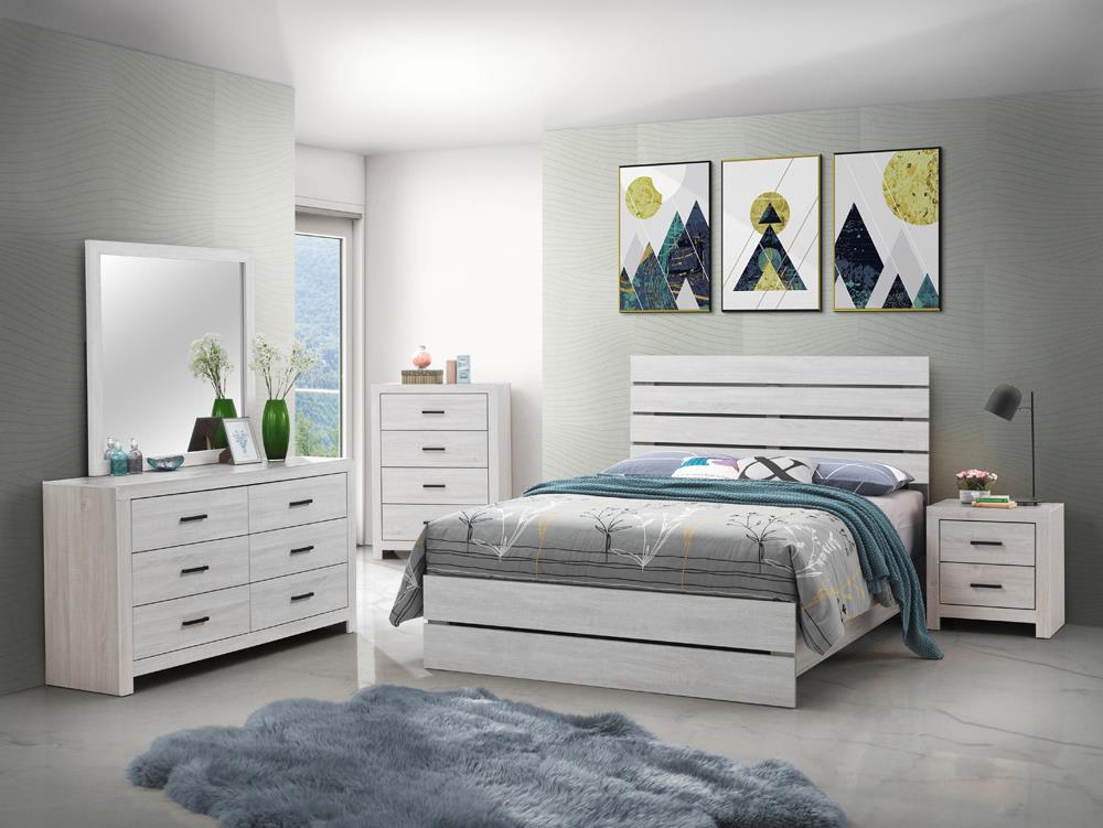 Brantford Queen Panel Bed Coastal White - 207051Q - Luna Furniture - Dallas Store
