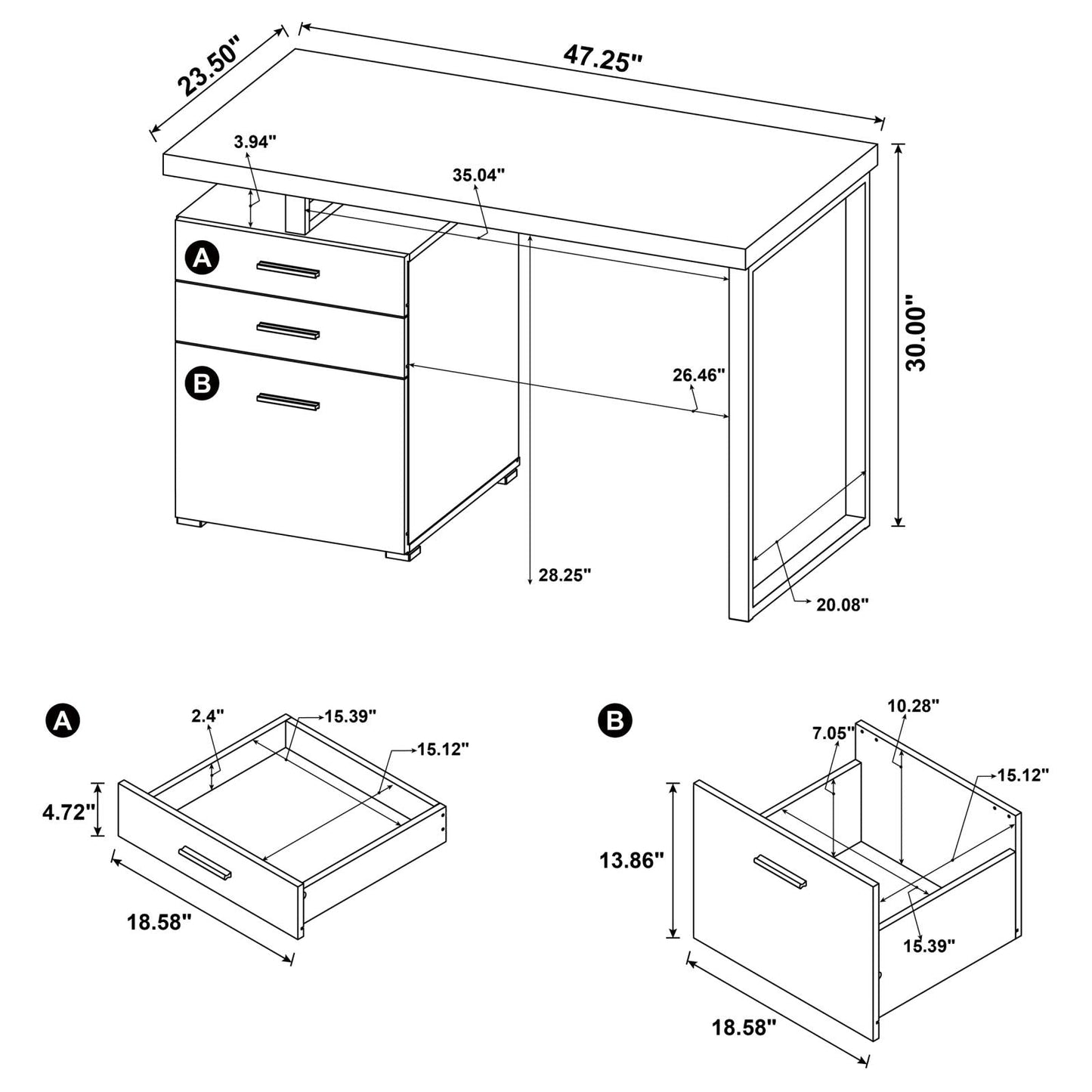 Brennan Cappuccino 3-Drawer Office Desk - 800519 - Luna Furniture - Dallas Store