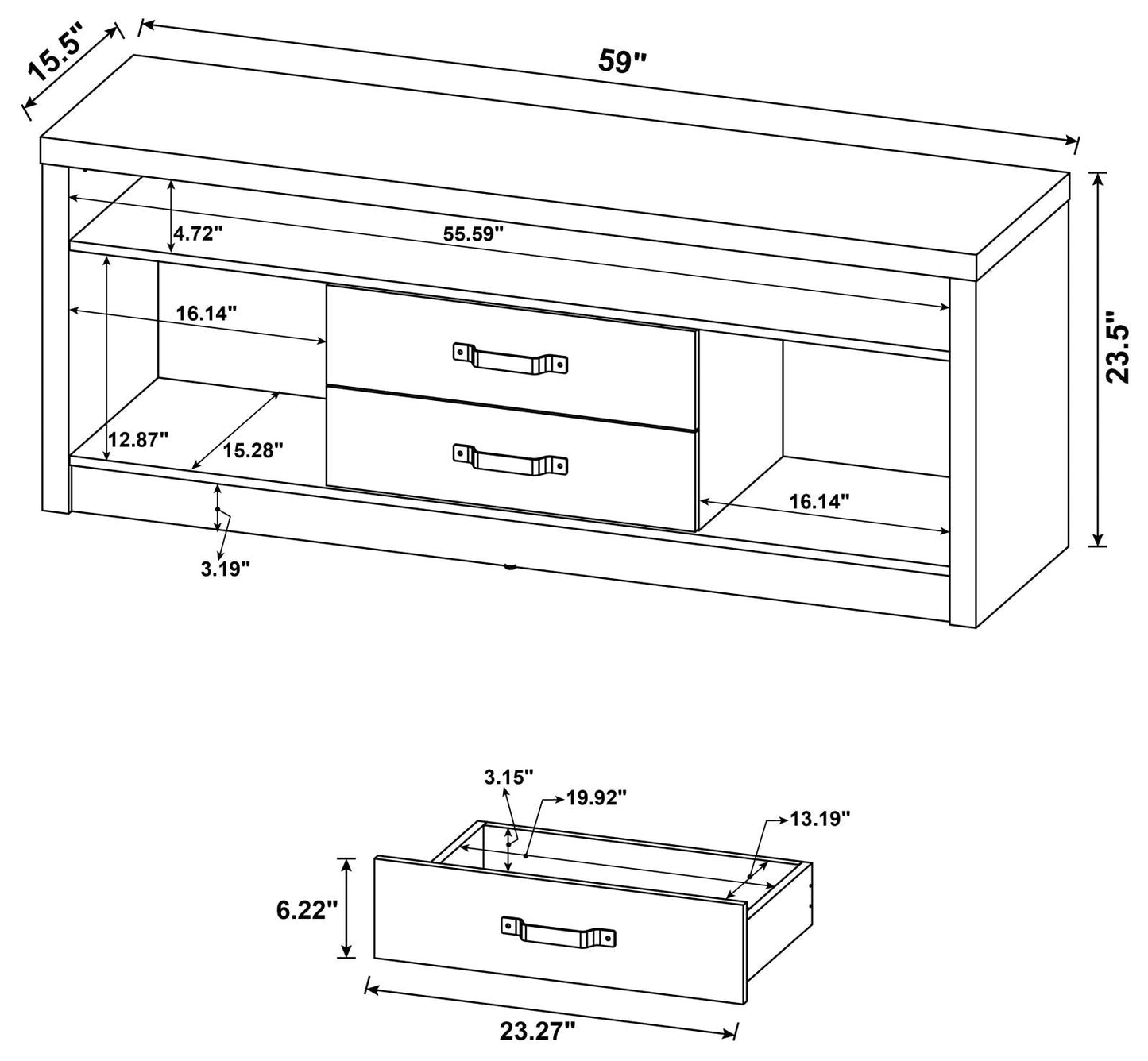 Burke 2-Drawer TV Console Gray Driftwood - 701024 - Luna Furniture - Dallas Store