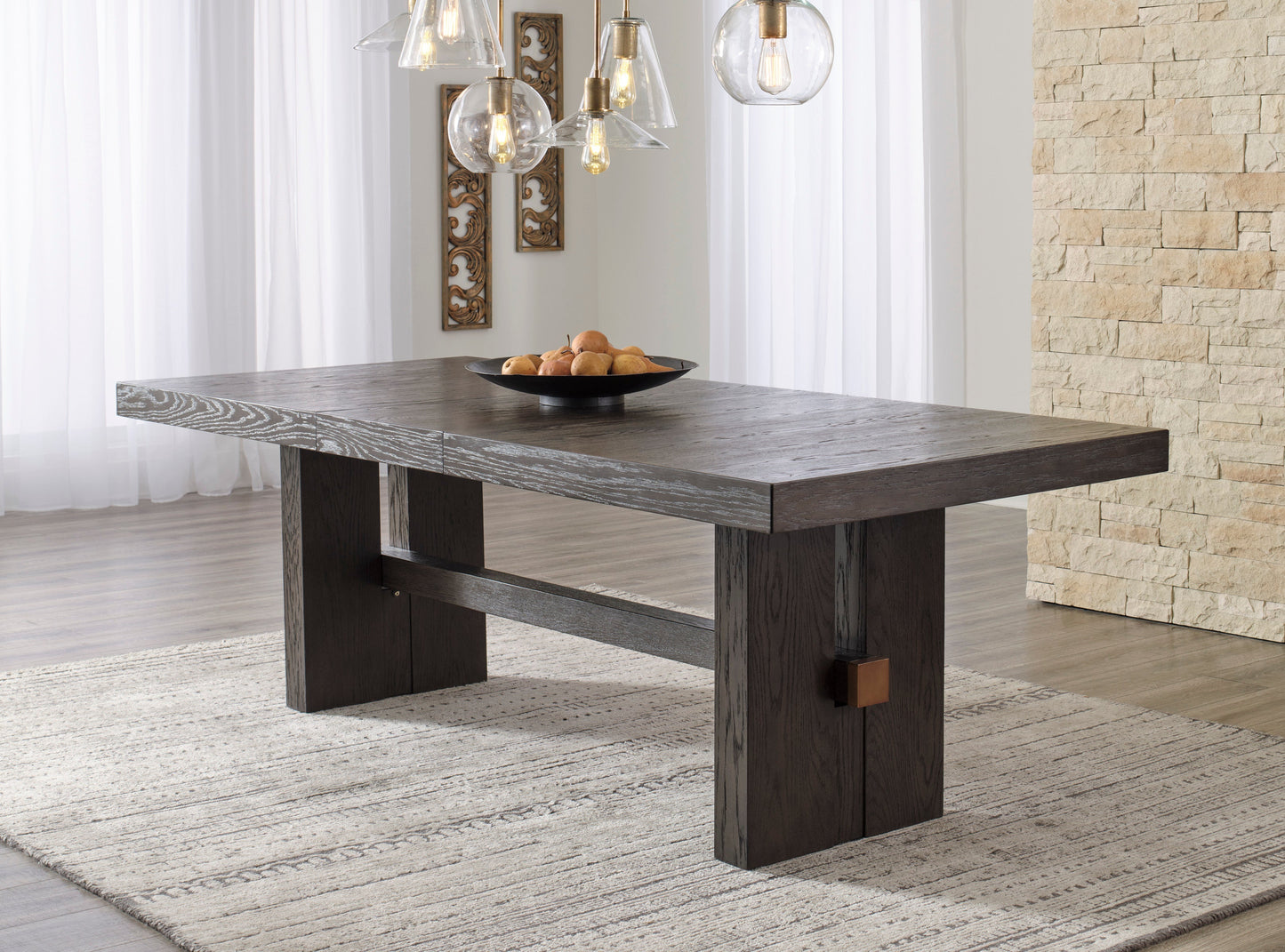 Burkhaus Dark Brown Extendable Upholstered Dining Set - SET | D984-45 | D984-01A(4) - Luna Furniture - Dallas Store