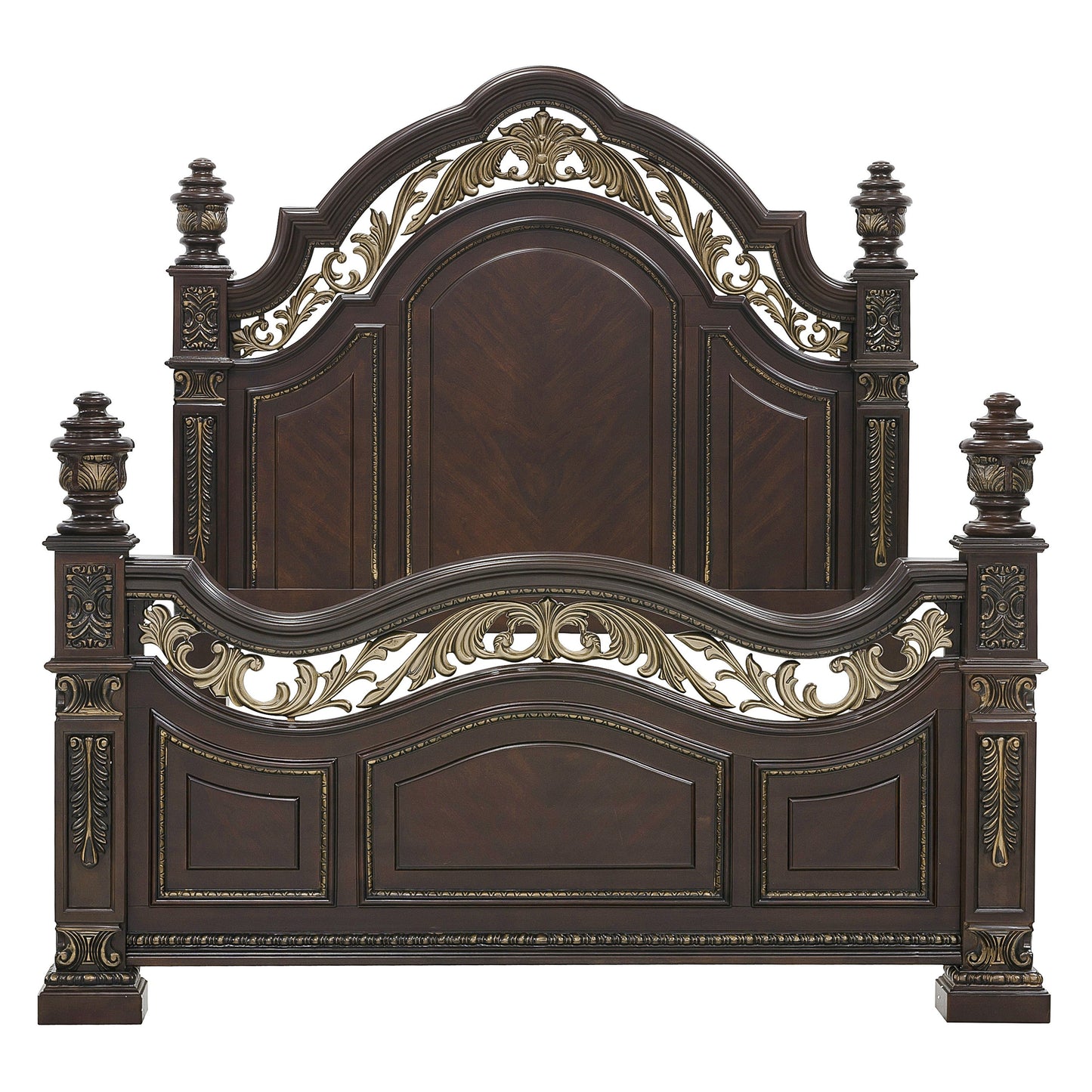 Catalonia Cherry King Poster Bed - SET | 1824K-1 | 1824K-2 | 1824-3 | 1824-1P | 1824-2P - Luna Furniture - Dallas Store