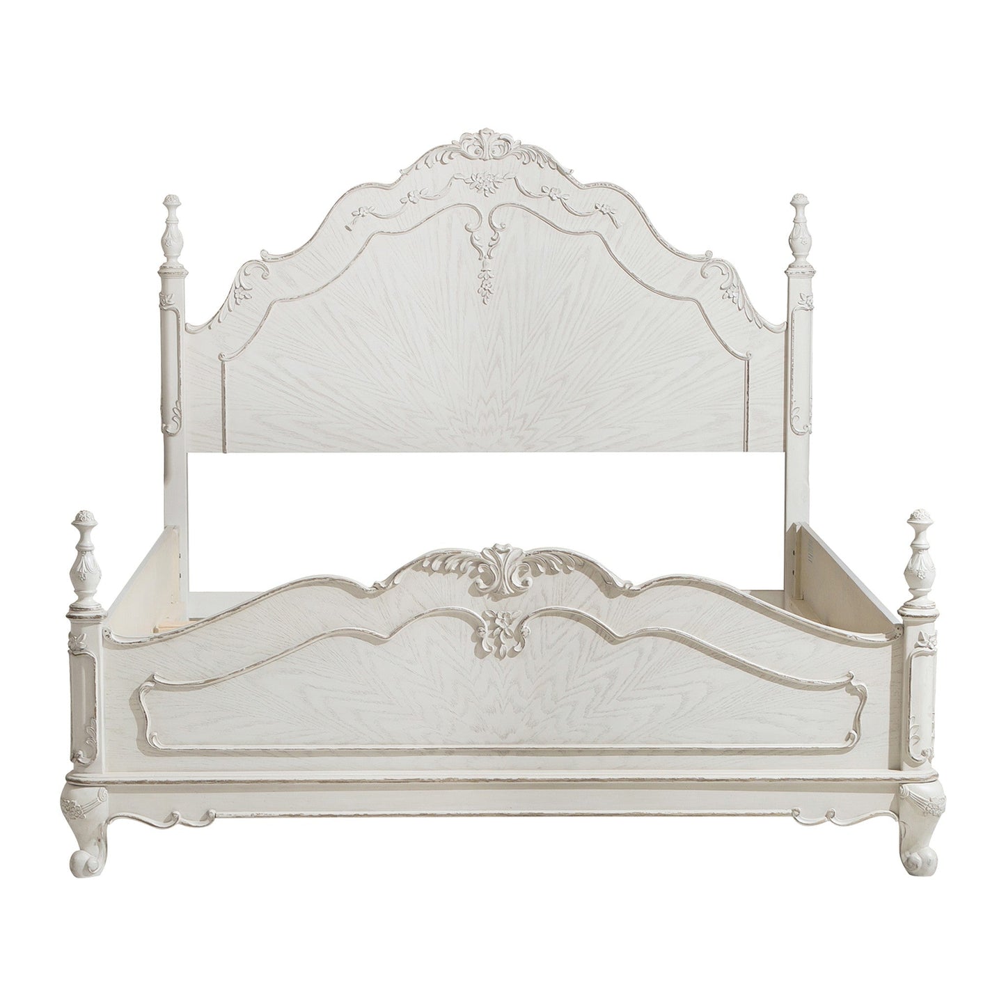 Cinderella Antique White Queen Bed - SET | 1386NW-1 | 1386NW-2 | 1386NW-3 - Luna Furniture - Dallas Store