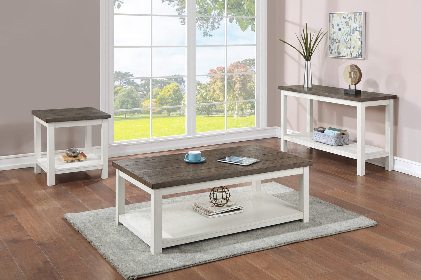 Dakota Chalk White Coffee Table with Casters - 3713CG-01 - Luna Furniture - Dallas Store