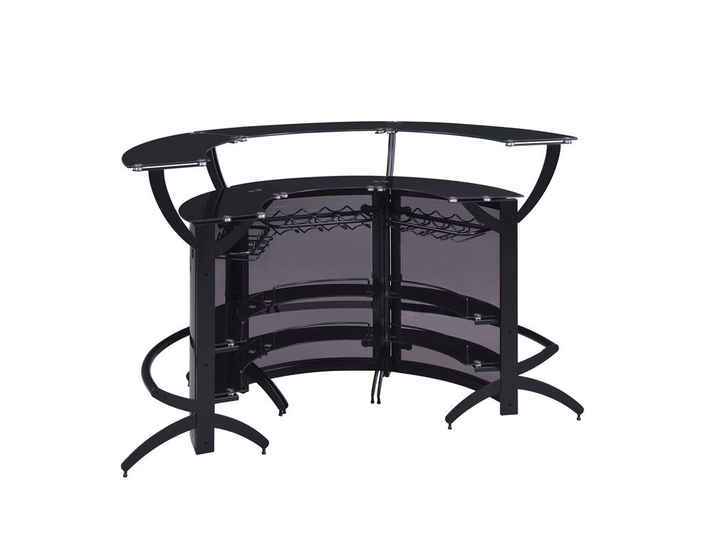 Dallas Smoked/Black 3-Bottle Wine Rack Bar Unit - 182135 - Luna Furniture - Dallas Store