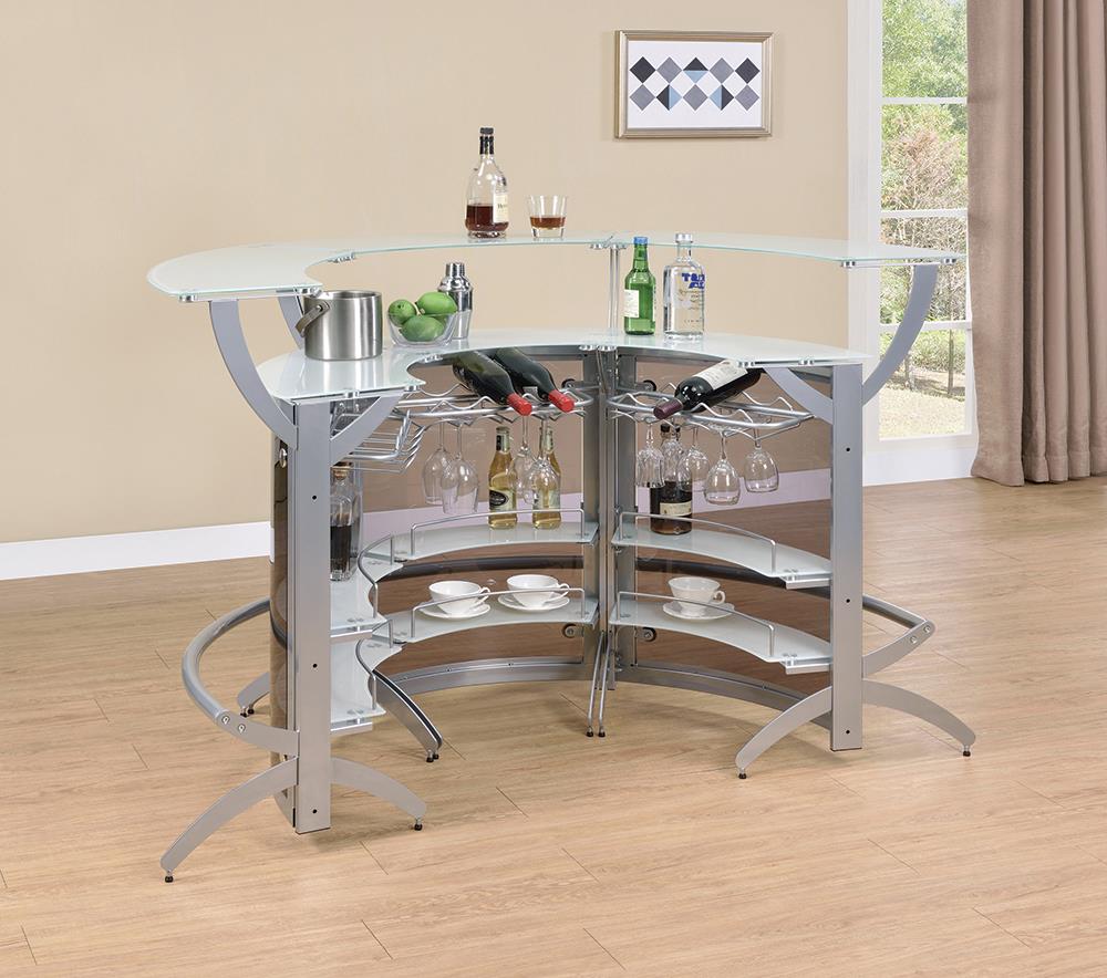 Dallas Smoked/Silver Bar Unit, Set of 3 - 100135-S3 - Luna Furniture - Dallas Store