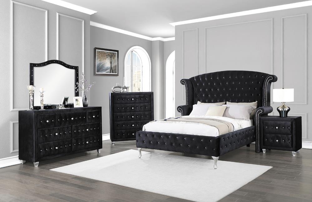 Deanna Black Button Tufted Mirror - 206104 - Luna Furniture - Dallas Store