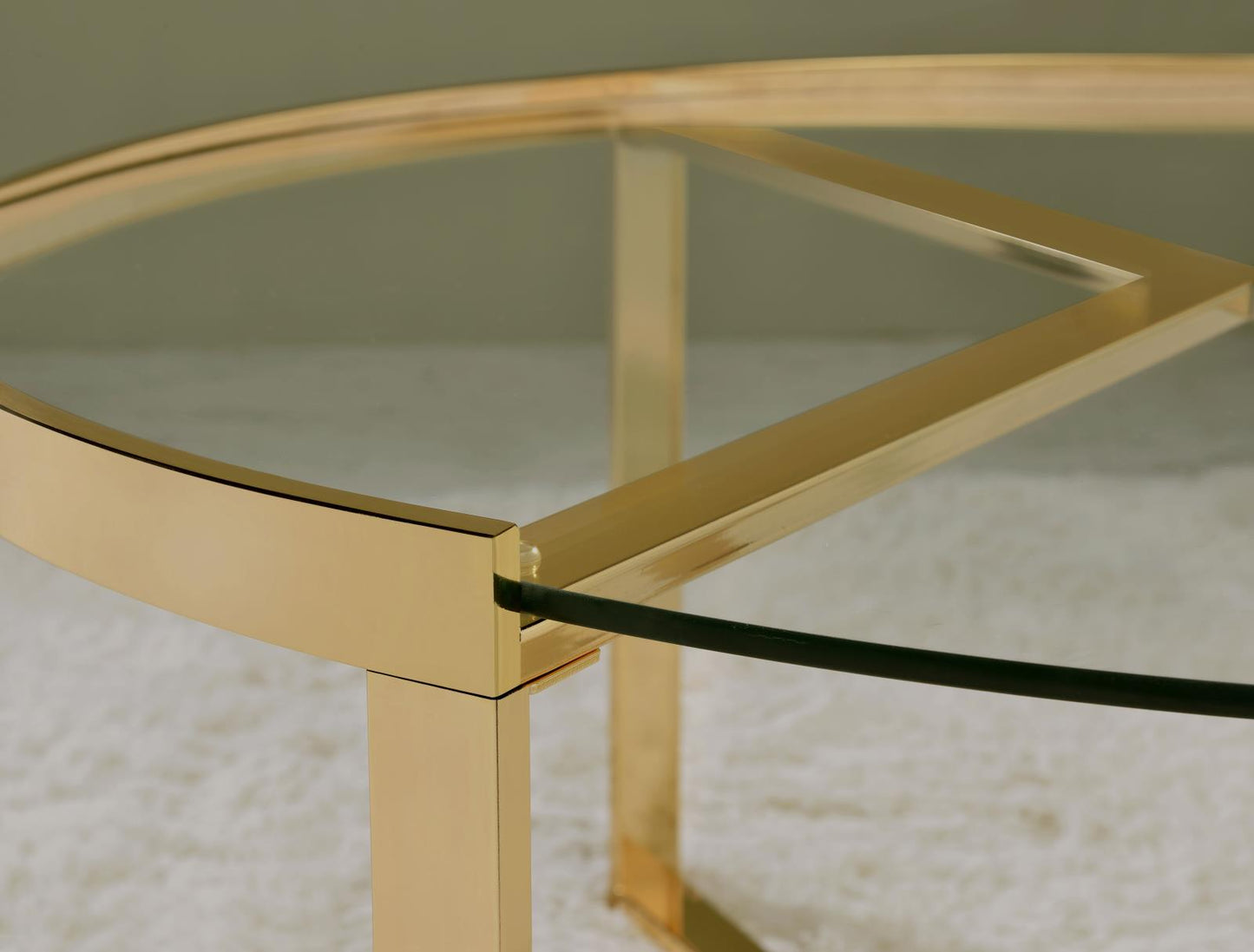 Delia 2-Piece Round Nesting Table Clear/Gold - 930251 - Luna Furniture - Dallas Store