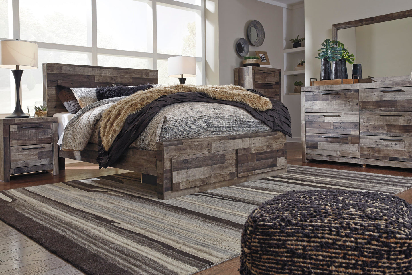 Derekson Multi Gray Footboard Storage Platform Bedroom Set - SET | B200-54S | B200-57 | B200-95 | B200-31 | B200-92 | B100-13 - Luna Furniture - Dallas Store