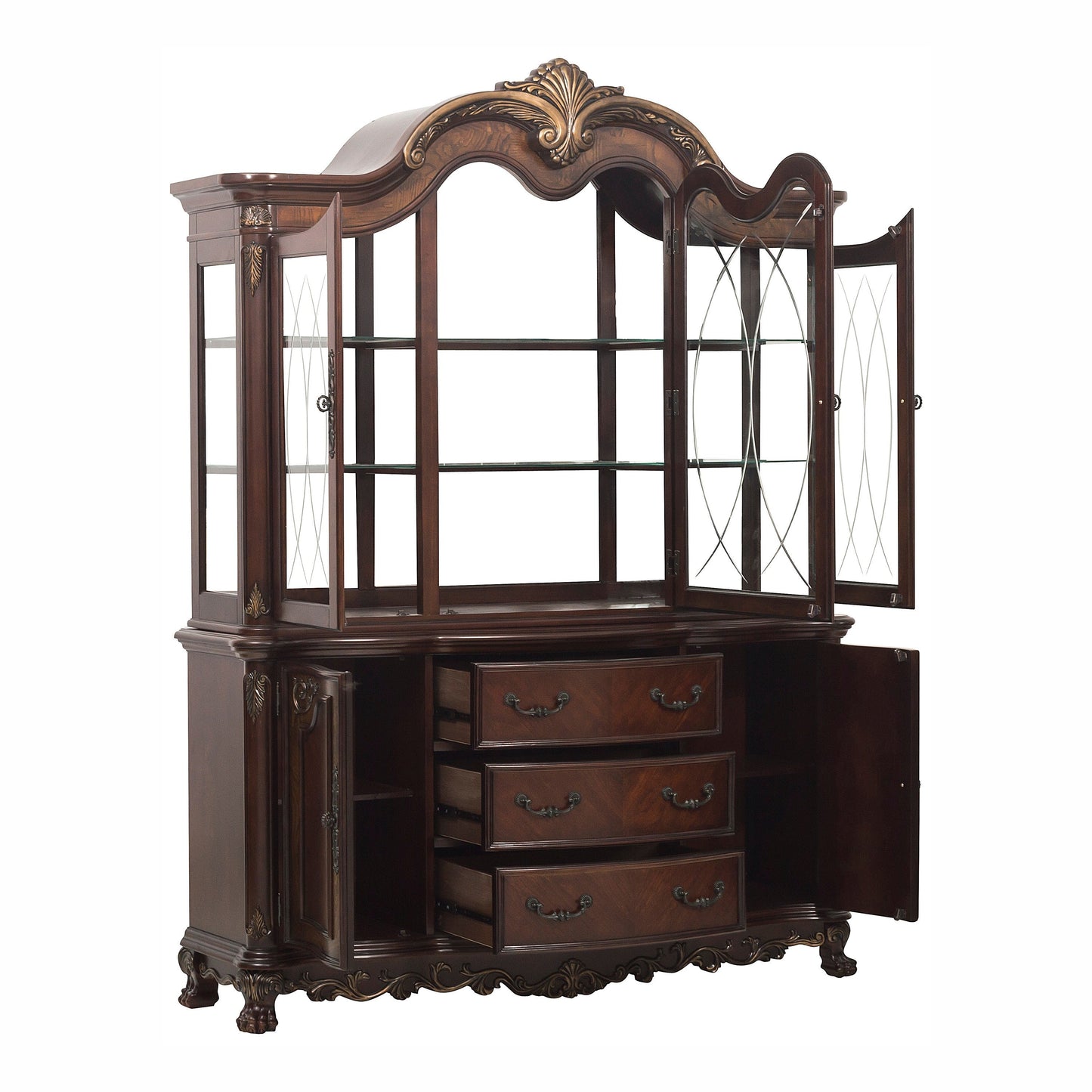 Deryn Park Cherry Buffet & Hutch - SET | 2243-55 | 2243-50 - Luna Furniture - Dallas Store
