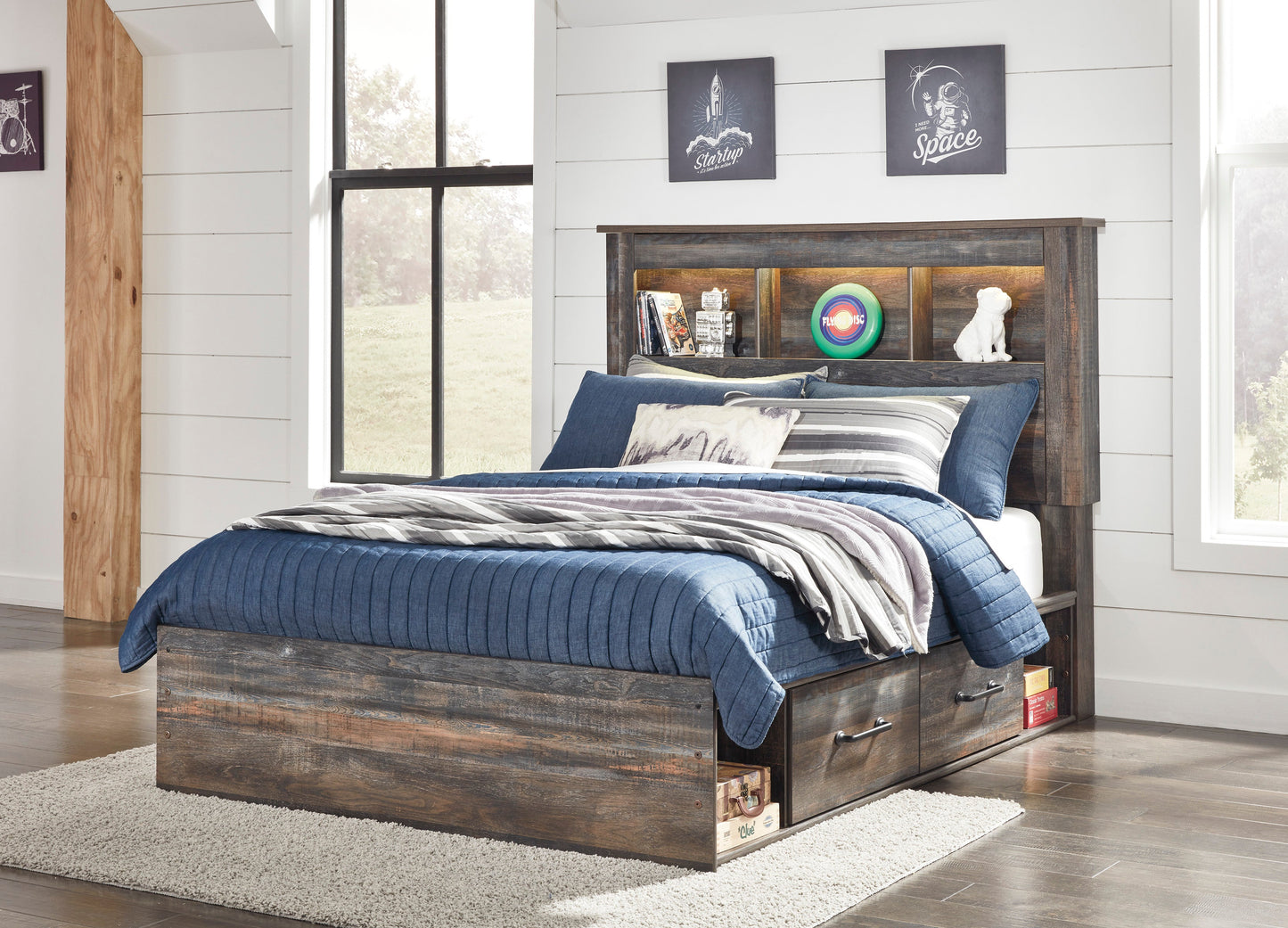 Drystan Multi Bookcase Side Storage Platform Youth Bedroom Set - SET | B211-84 | B211-85 | B211-50(2) | B211-31 | B211-36 | B211-92 | B211-46 | B100-12 - Luna Furniture - Dallas Store