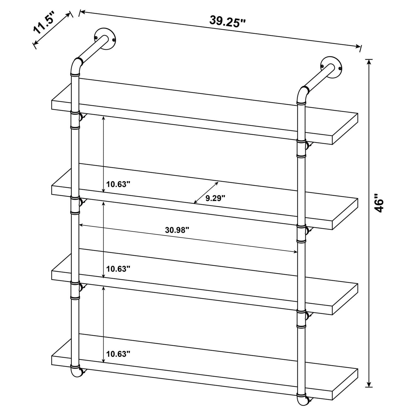 Elmcrest 40-inch Wall Shelf Black/Rustic Oak - 804417 - Luna Furniture - Dallas Store