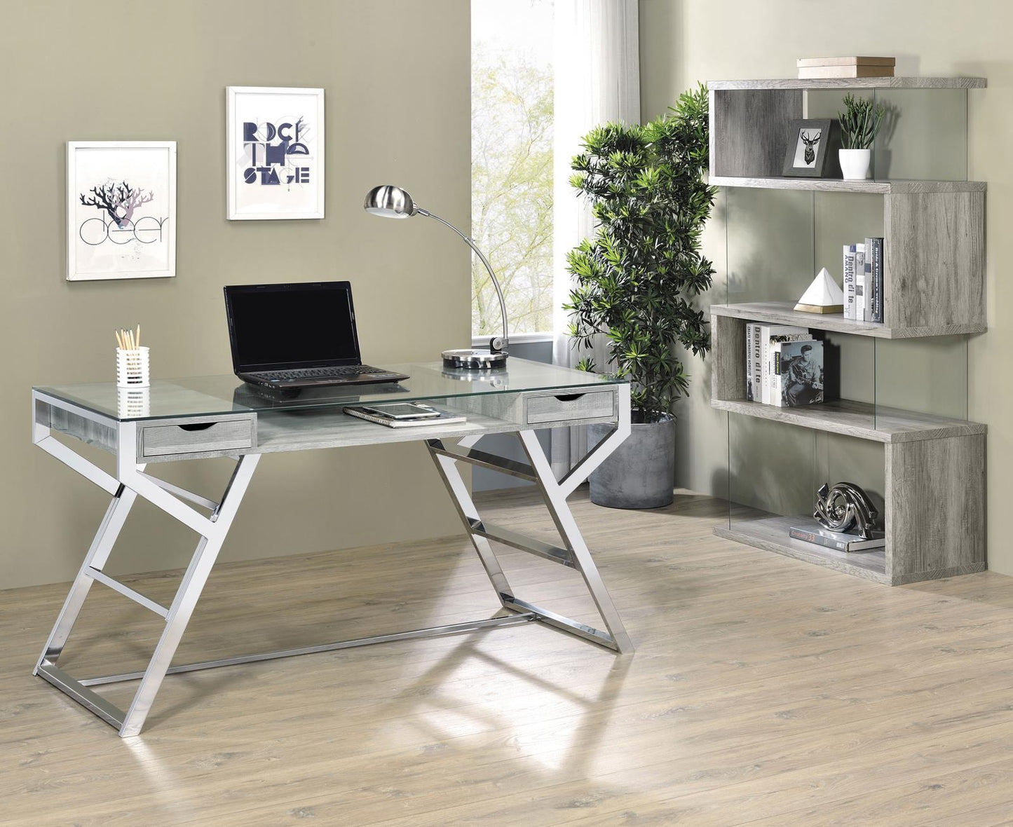 Emelle 4-Shelf Bookcase with Glass Panels - 802340 - Luna Furniture - Dallas Store