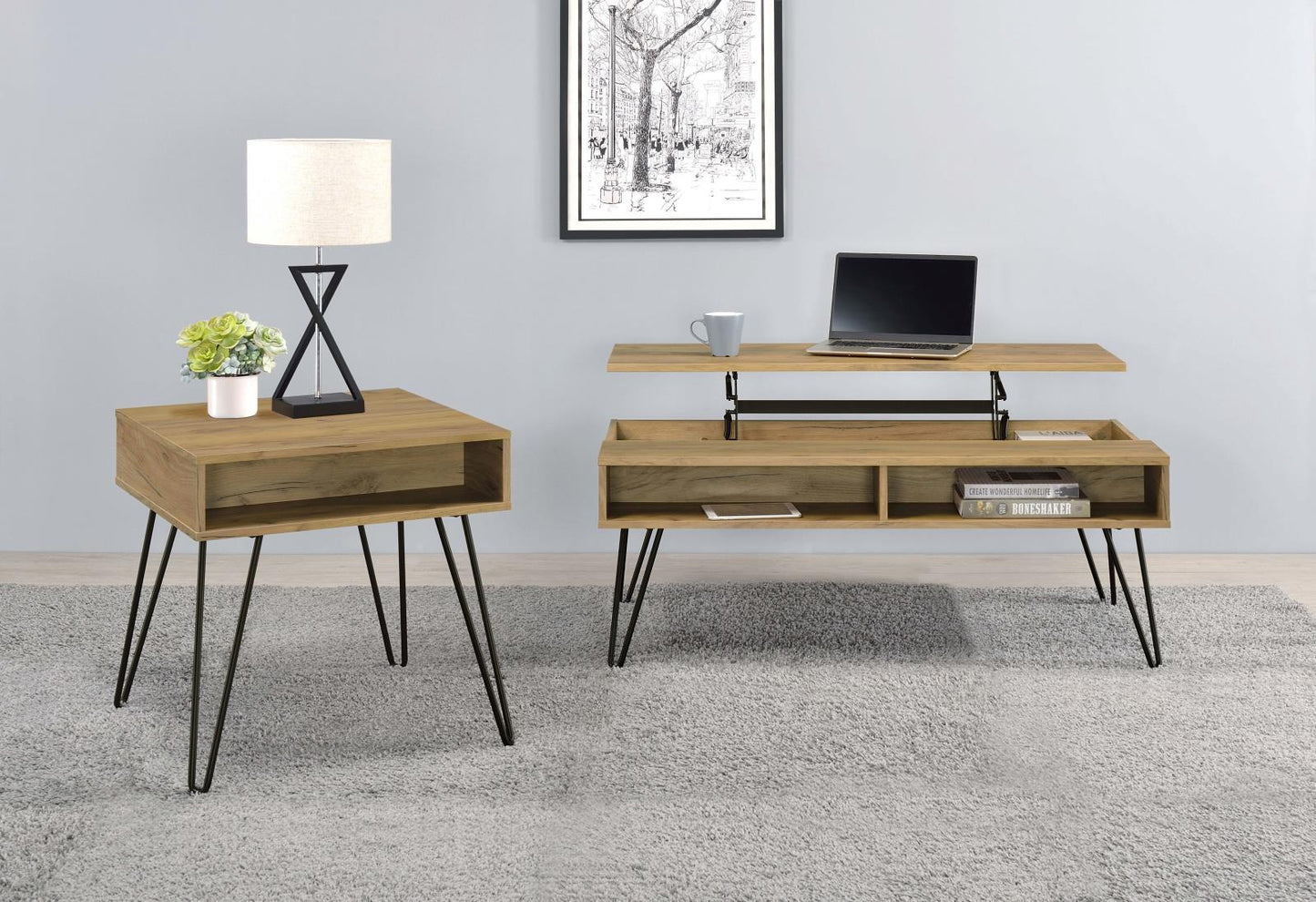 Fanning Golden Oak/Black Lift Top Storage Coffee Table - 723368 - Luna Furniture - Dallas Store