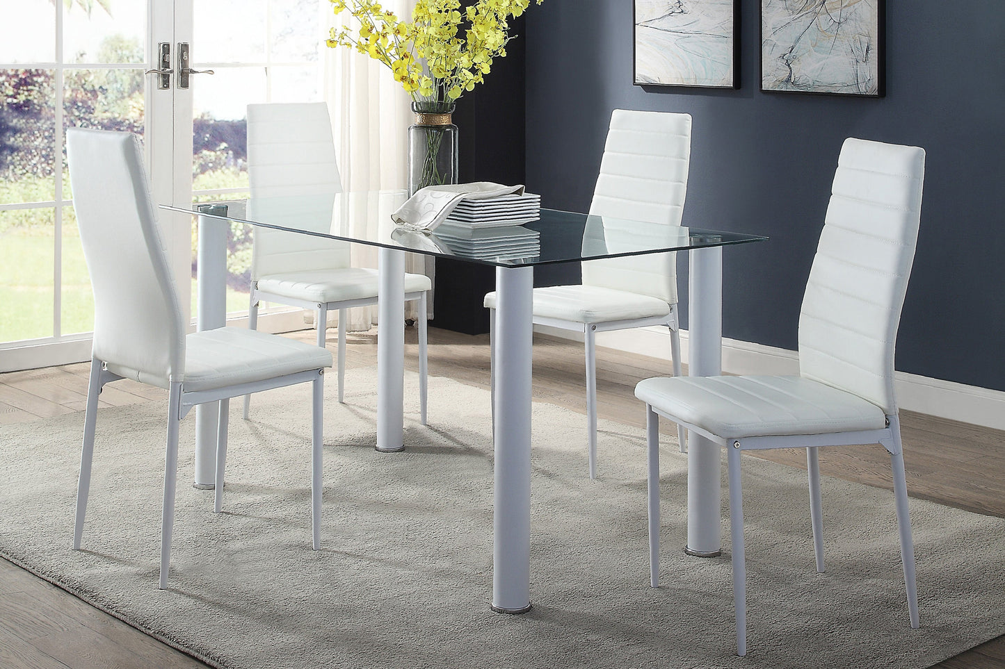 Florian White Dining Table - SET | 5538W | 5538WG - Luna Furniture - Dallas Store