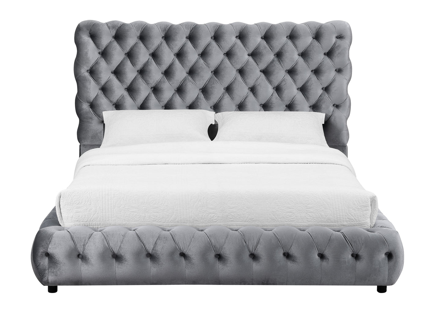 Flory Gray King Upholstered Platform Bed - SET | 5112GY-K-HBFB | 5112GY-KQ-RAIL - Luna Furniture - Dallas Store