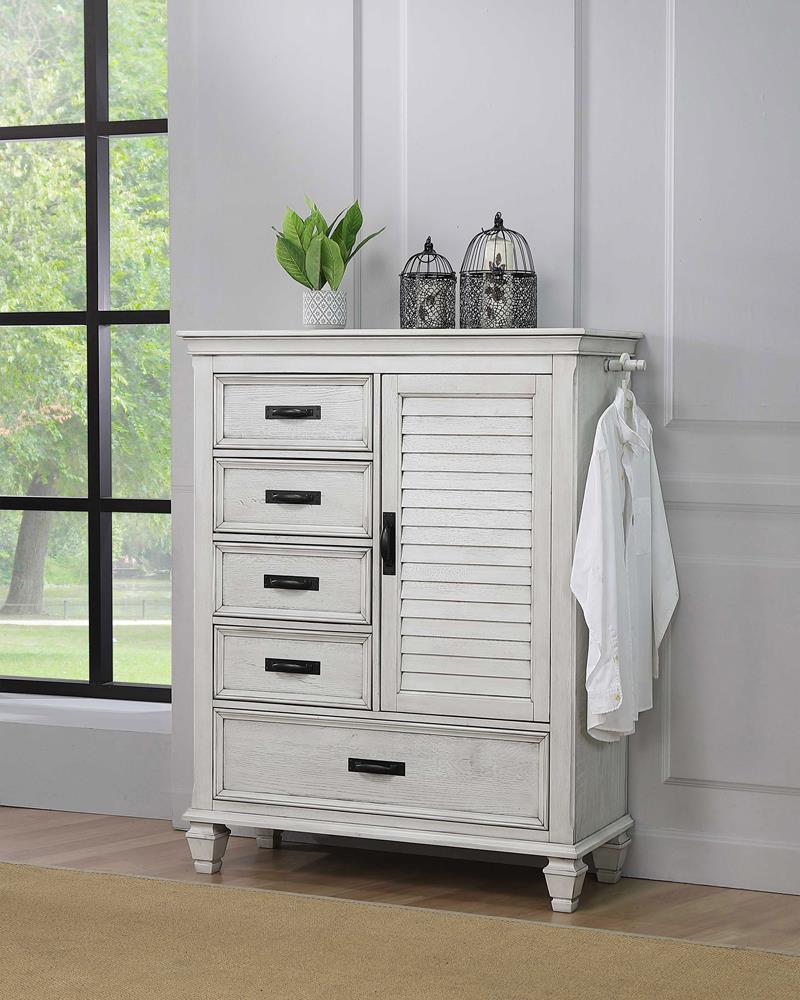 Franco Antique White 5-Drawer Door Chest - 205338 - Luna Furniture - Dallas Store