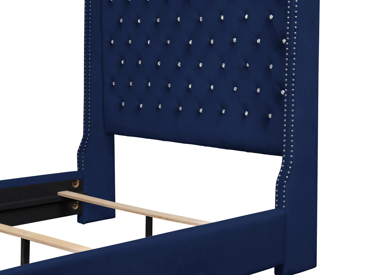 Franco Blue Velvet King Upholstered Bed - SET | SH228KBLU-1 | SH228KBLU-3 - Luna Furniture - Dallas Store