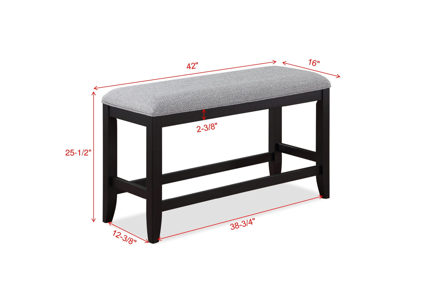 Frey Black/Gray Counter Height Bench - 2716-BENCH - Luna Furniture - Dallas Store