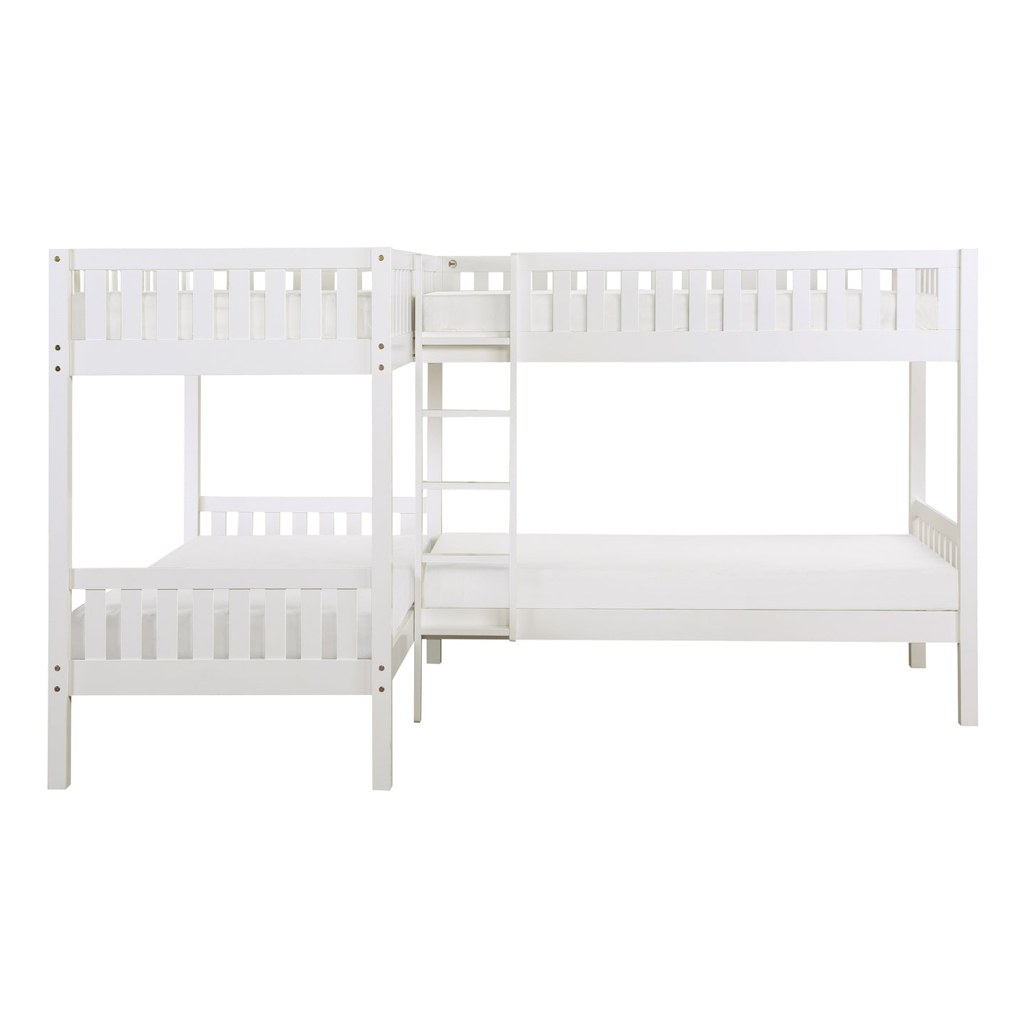 Galen White Corner Bunk Bed - SET | B2053CNW-1 | B2053CNW-2 | B2053CNW-SL - Luna Furniture - Dallas Store