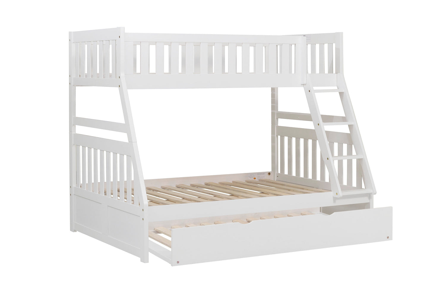 Galen White Twin/Full Bunk Bed with Twin Trundle - SET | B2053TFW-1 | B2053TFW-2 | B2053TFW-SL | B2053W-R - Luna Furniture - Dallas Store