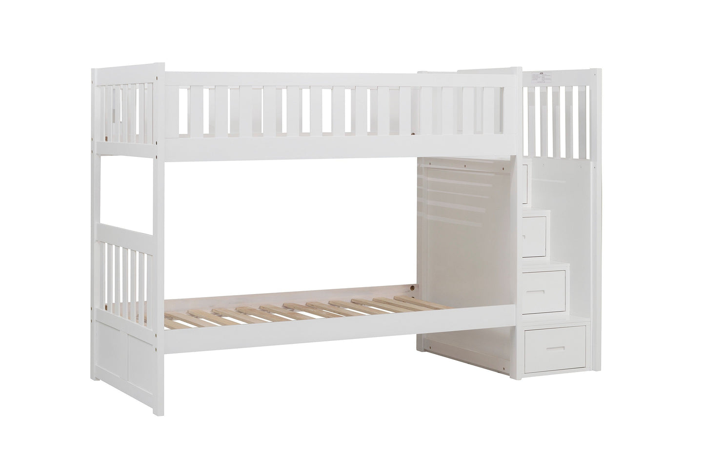 Galen White Twin/Twin Step Bunk Bed - SET | B2053SBW-1 | B2053SBW-2 | B2053SBW-3 | B2053SBW-SL - Luna Furniture - Dallas Store