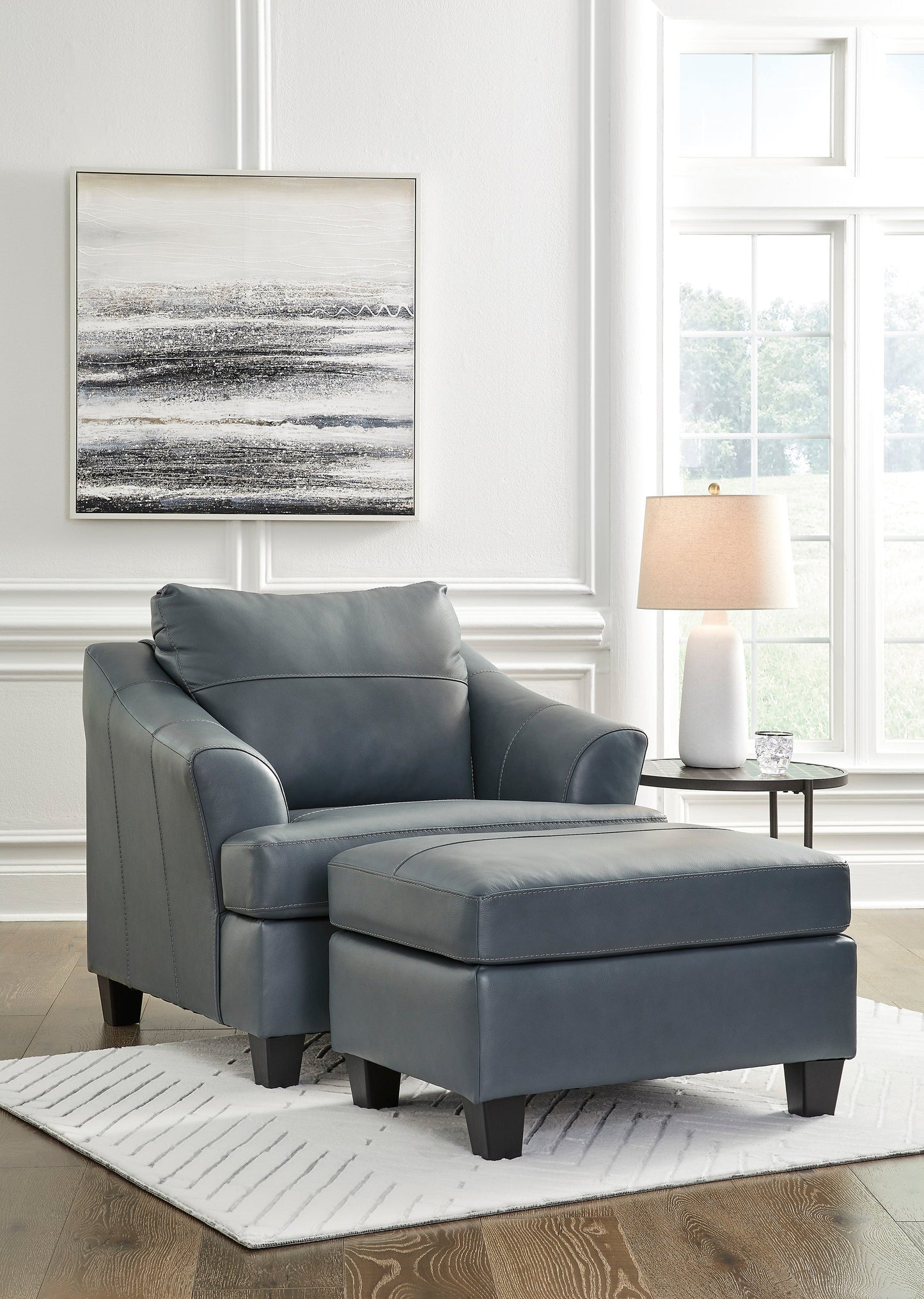 Genoa Steel Leather Living Room Set - SET | 4770538 | 4770535 - Luna Furniture - Dallas Store