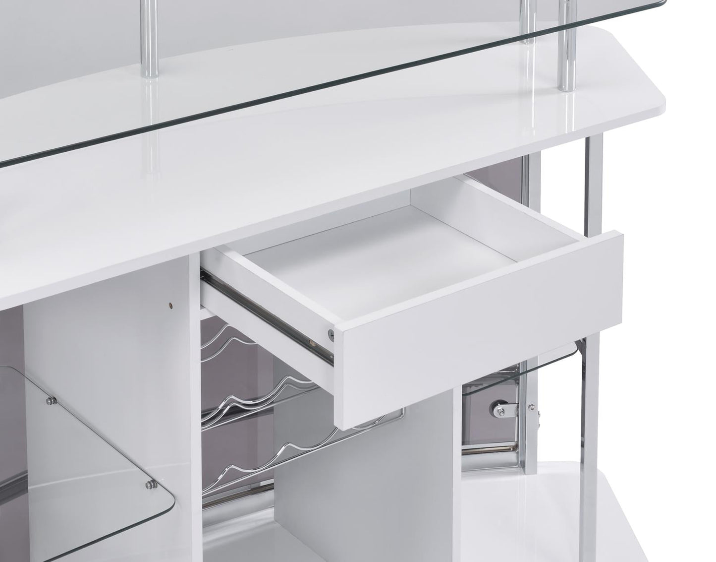 Gideon Crescent Shaped Glass Top Bar Unit with Drawer - 182235 - Luna Furniture - Dallas Store
