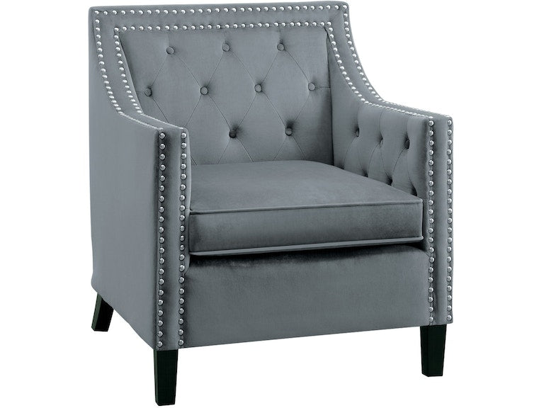 Graziso Gray Velvet Accent Chair - 1297GY-1NN - Luna Furniture - Dallas Store