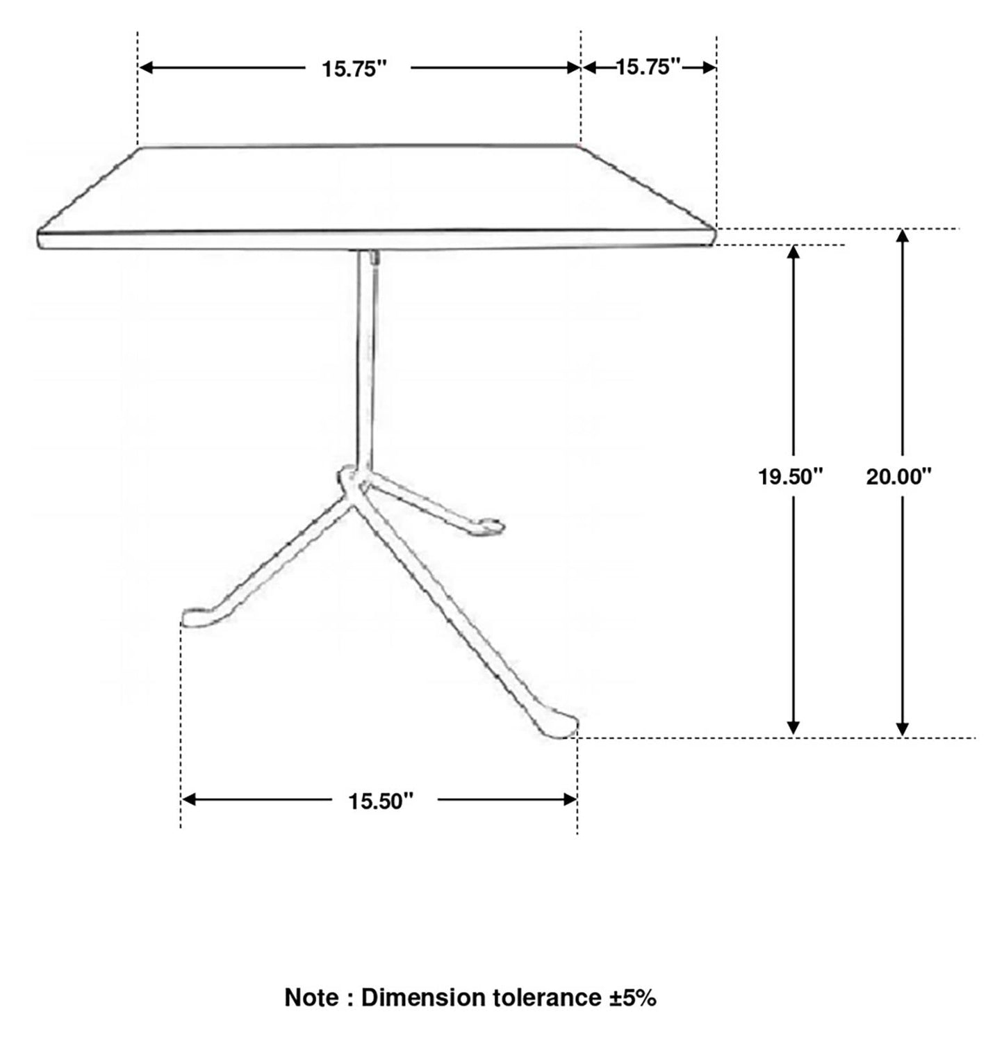 Heitor Dark Brown/Gunmetal Square Accent Table with Tripod Legs - 931206 - Luna Furniture - Dallas Store